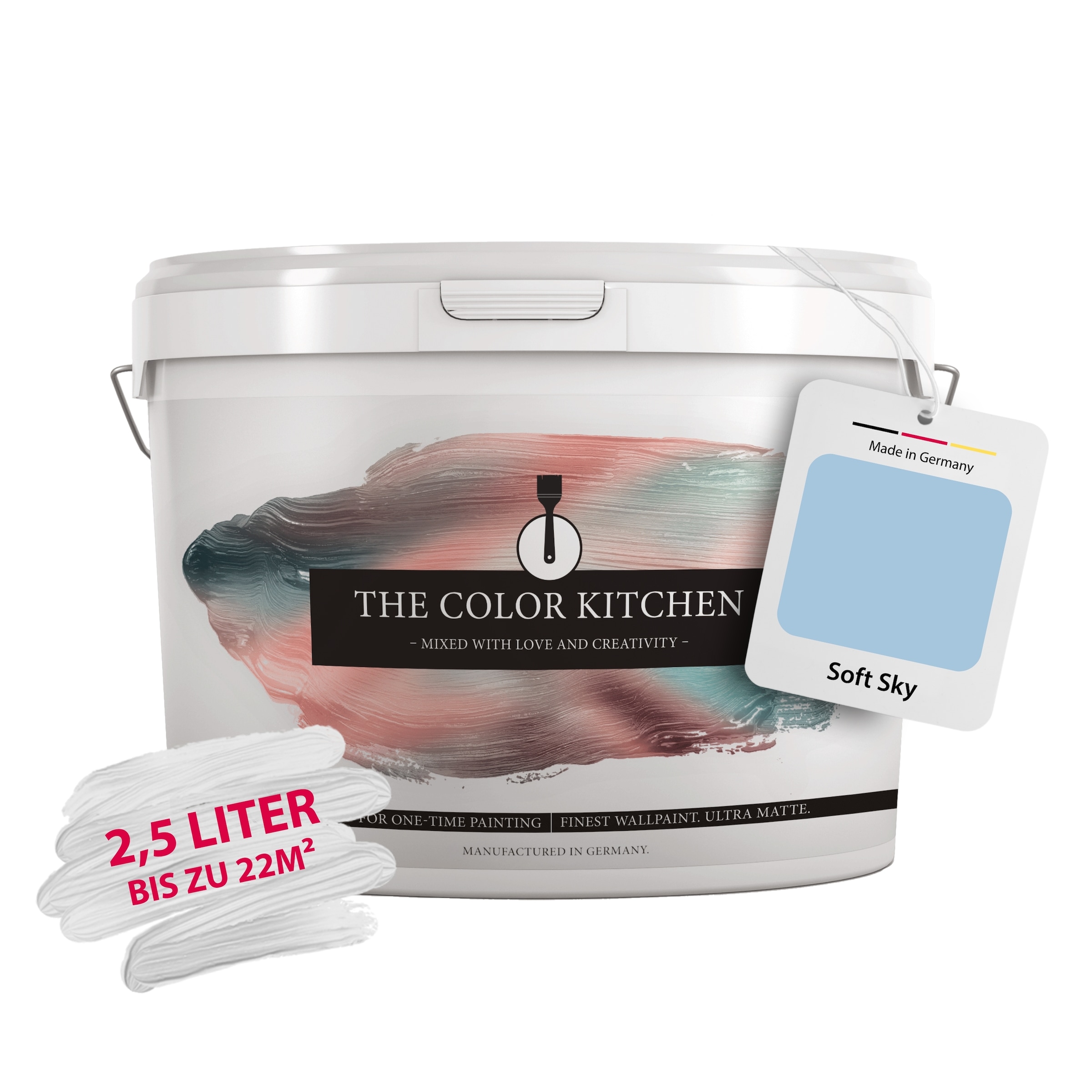 A.S. CRÉATION Wand- und Deckenfarbe "THE COLOR KITCHEN", 2,5 l 2,5ml, blau, Farben, seidenmatt, für Wohnzimmer Schlafzimmer Flur Küche, Blautöne
