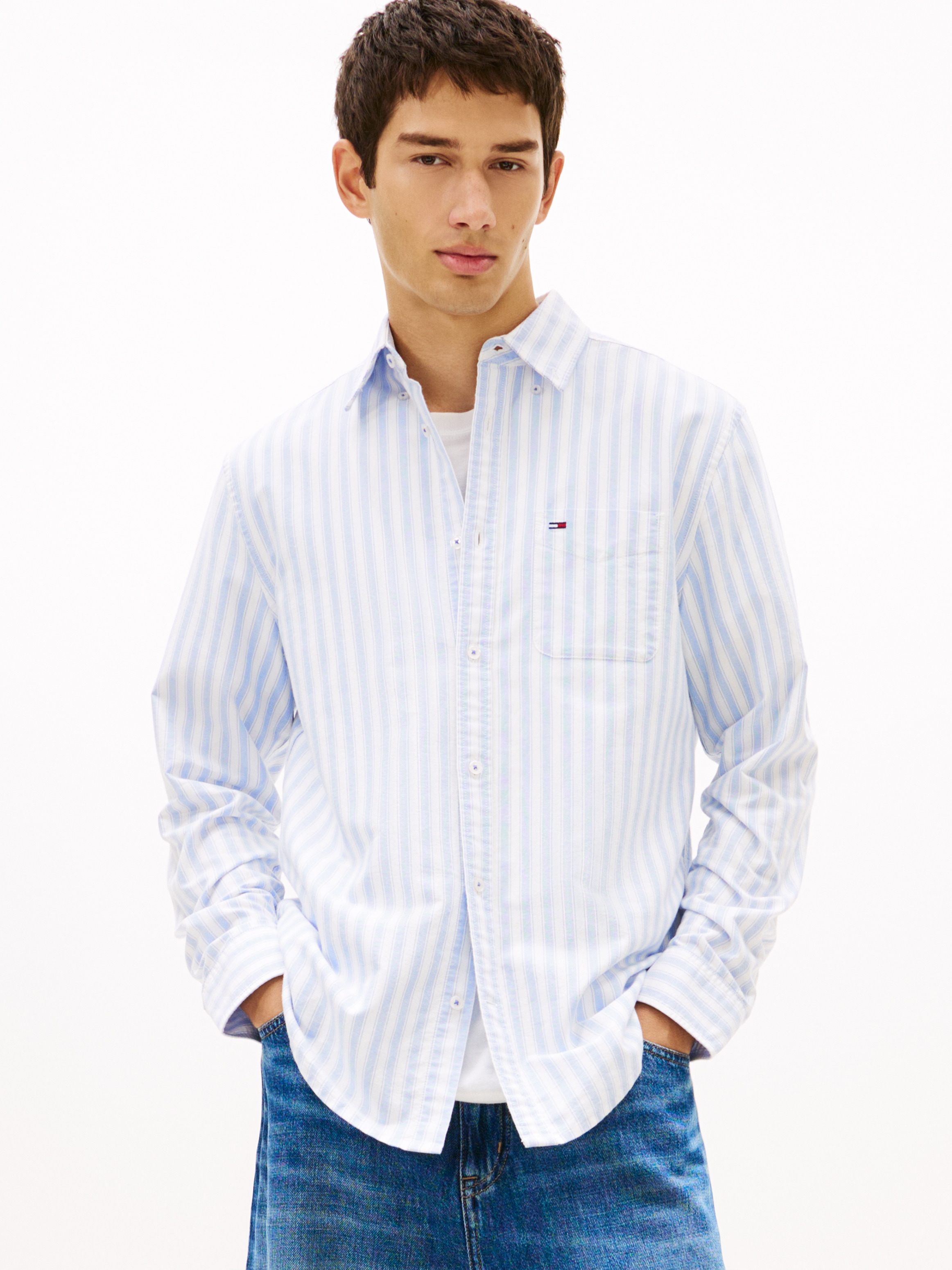 Tommy Jeans Langarmhemd "REGULAR STRIPE OXFORD" Regular fit mit Streifenmus günstig online kaufen