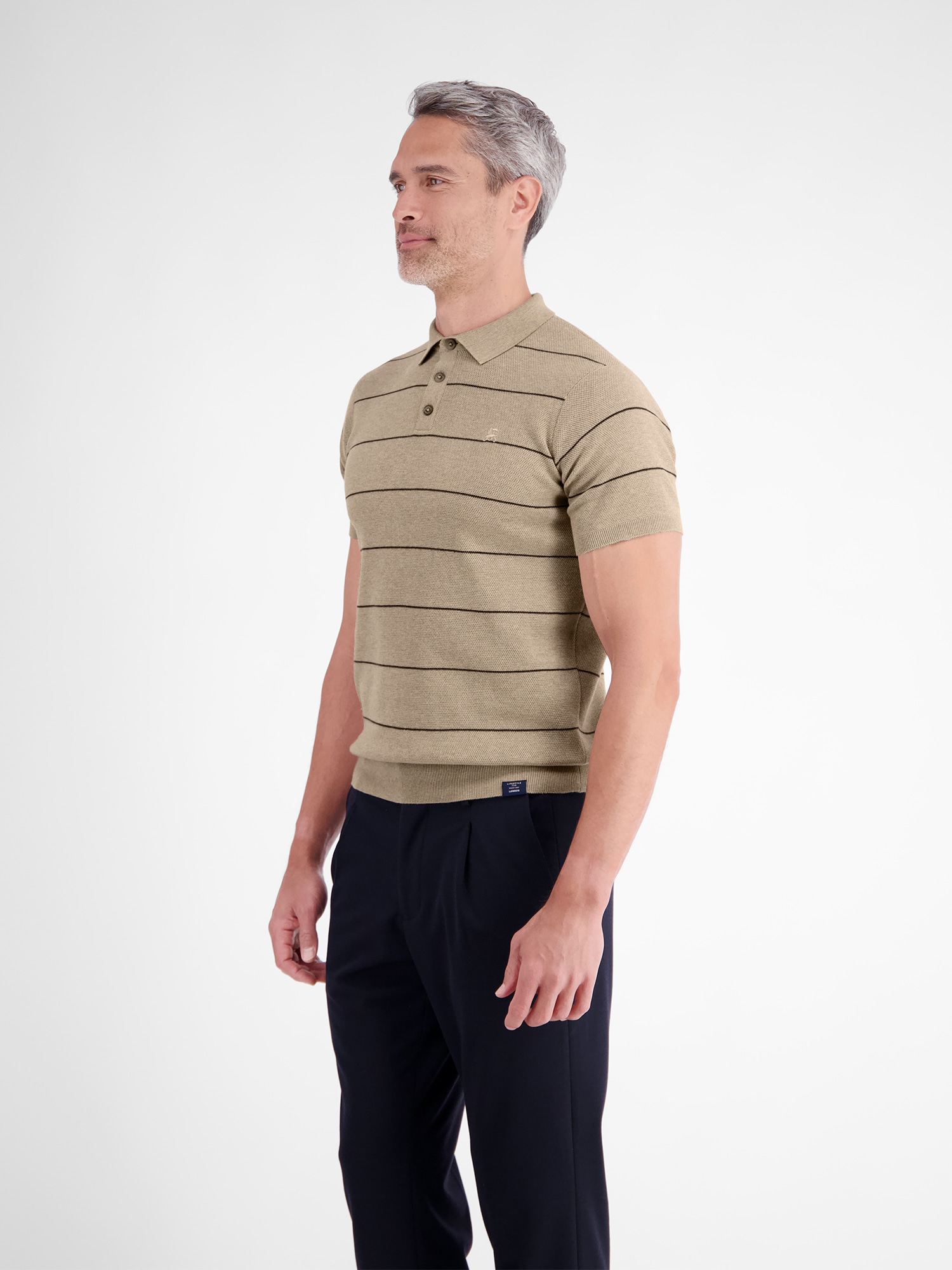 LERROS Poloshirt »Strick-Polo-Shirt mit Streifenmuster aus reiner Baumwolle«