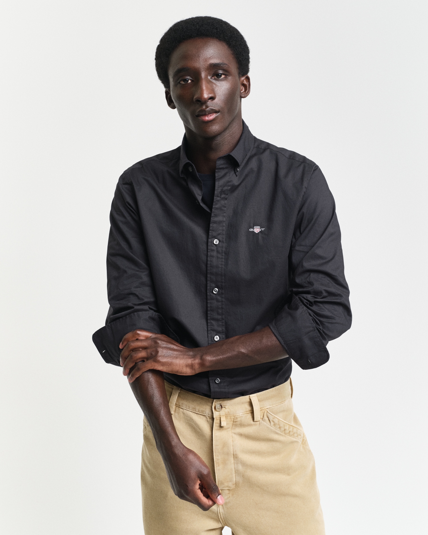 Gant Langarmhemd »Slim Fit Popeline Hemd leichte Baumwolle strapazierfähig pflegeleicht«, mit klassischer Logostickerei auf der Brust