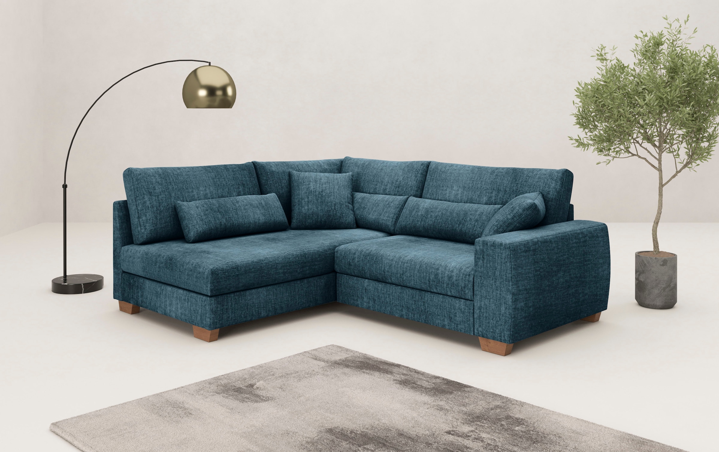 Mr. Couch Ecksofa »Helena L-Form, bis 140 kg belastbar«, mit Taschenfederkern, wahlweise mit Bettfunktion