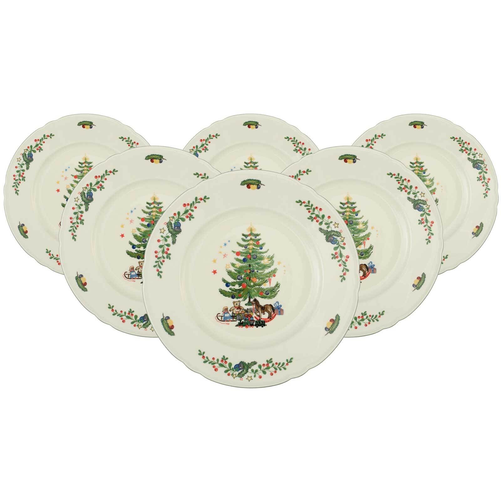 Seltmann Weiden Speiseteller "Speiseteller Marieluise Weihnachten ø 27,3 cm 6er Set weiß-grün" Spülmaschinengeeignet, Mikrowellengeeignet, Ofenfest, Salamandergeeignet, Kühlschrankgeeignet, Gefrierschrankgeeignet