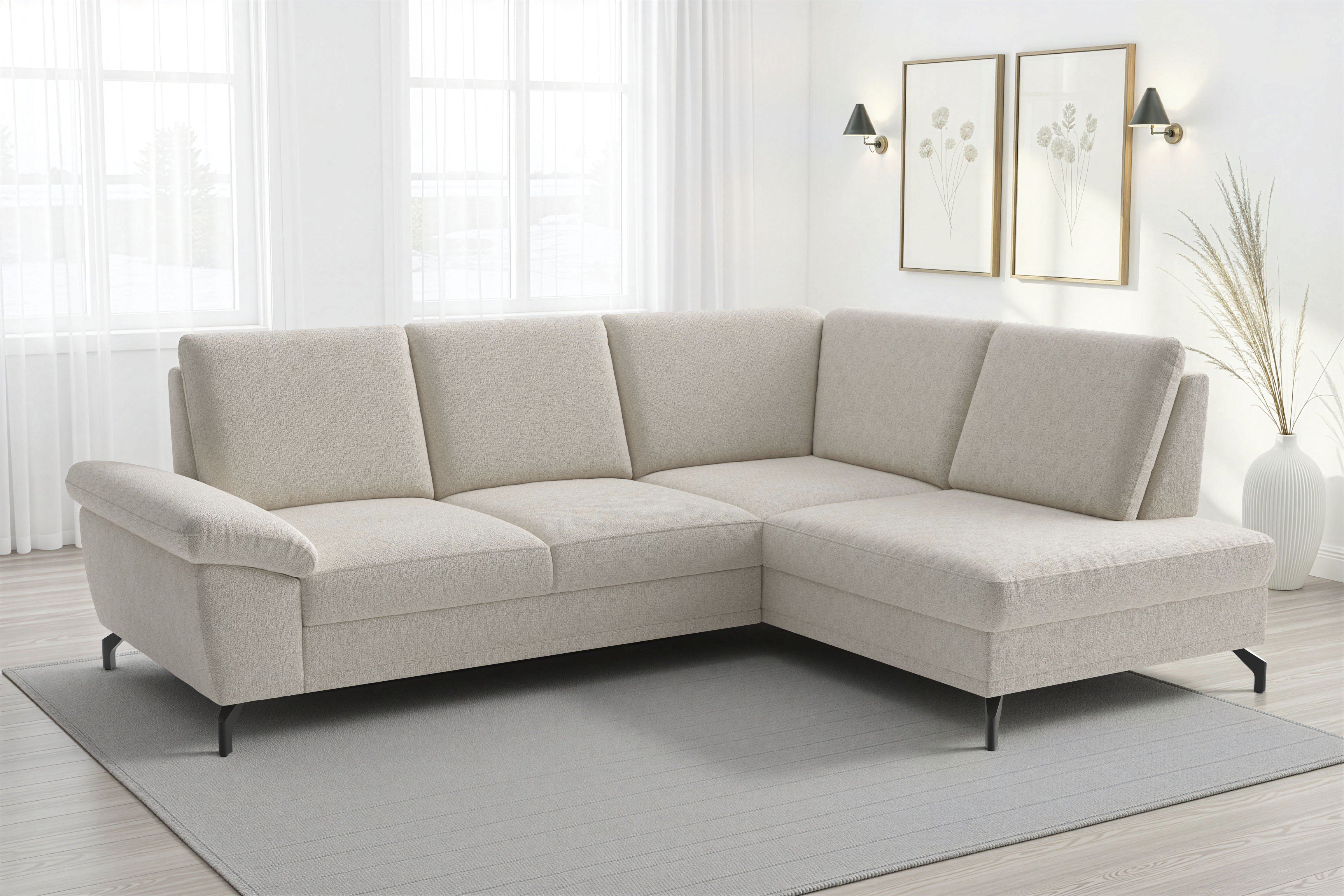 sit&more Ecksofa "Chelsea L-Form, B: 249 cm, Armteil- & Sitztiefenverstellung" optional Schlaffunktion und Bettkasten