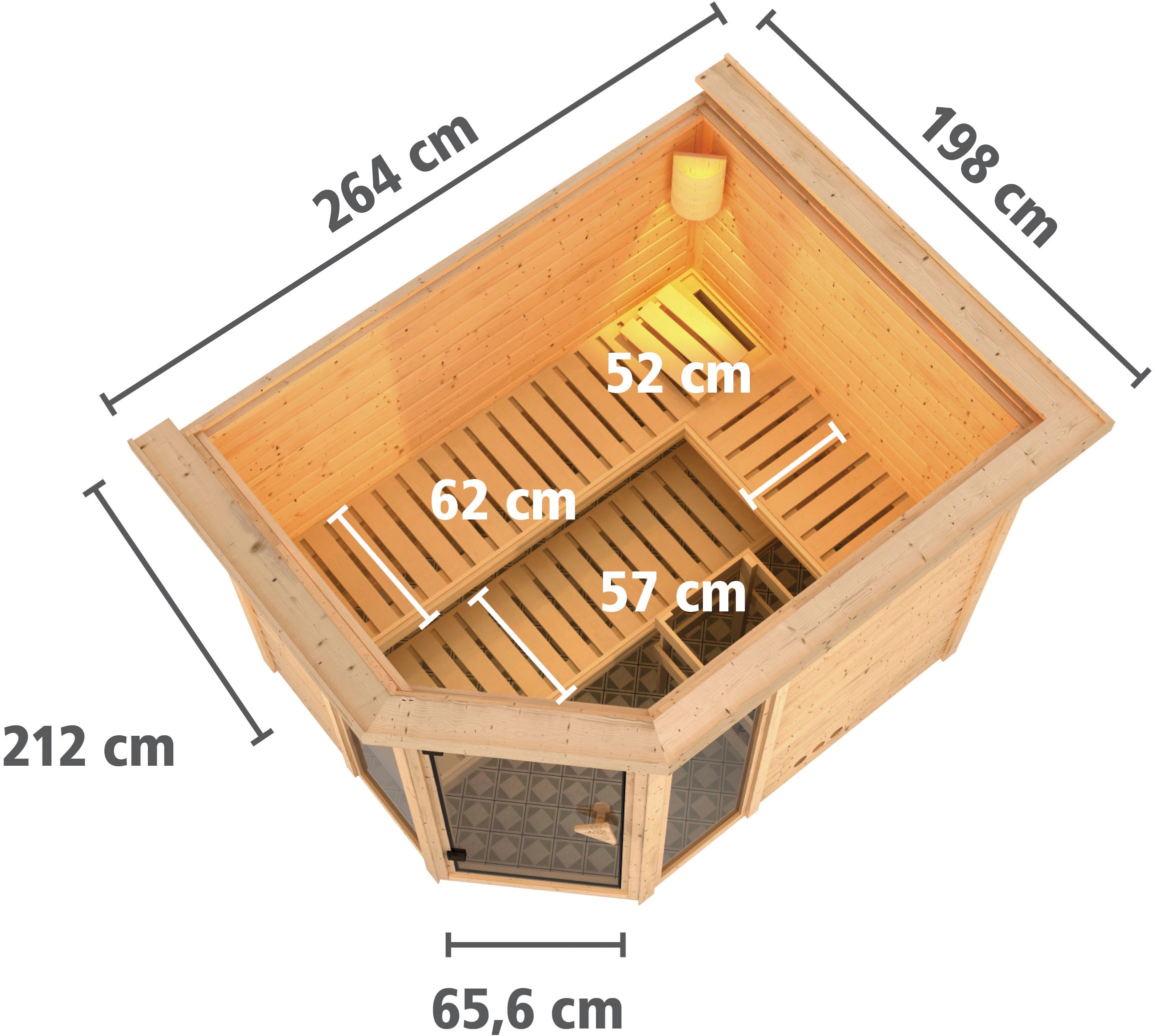 Karibu Sauna »Sina 3«, 9-kW-Ofen mit externer Steuerung