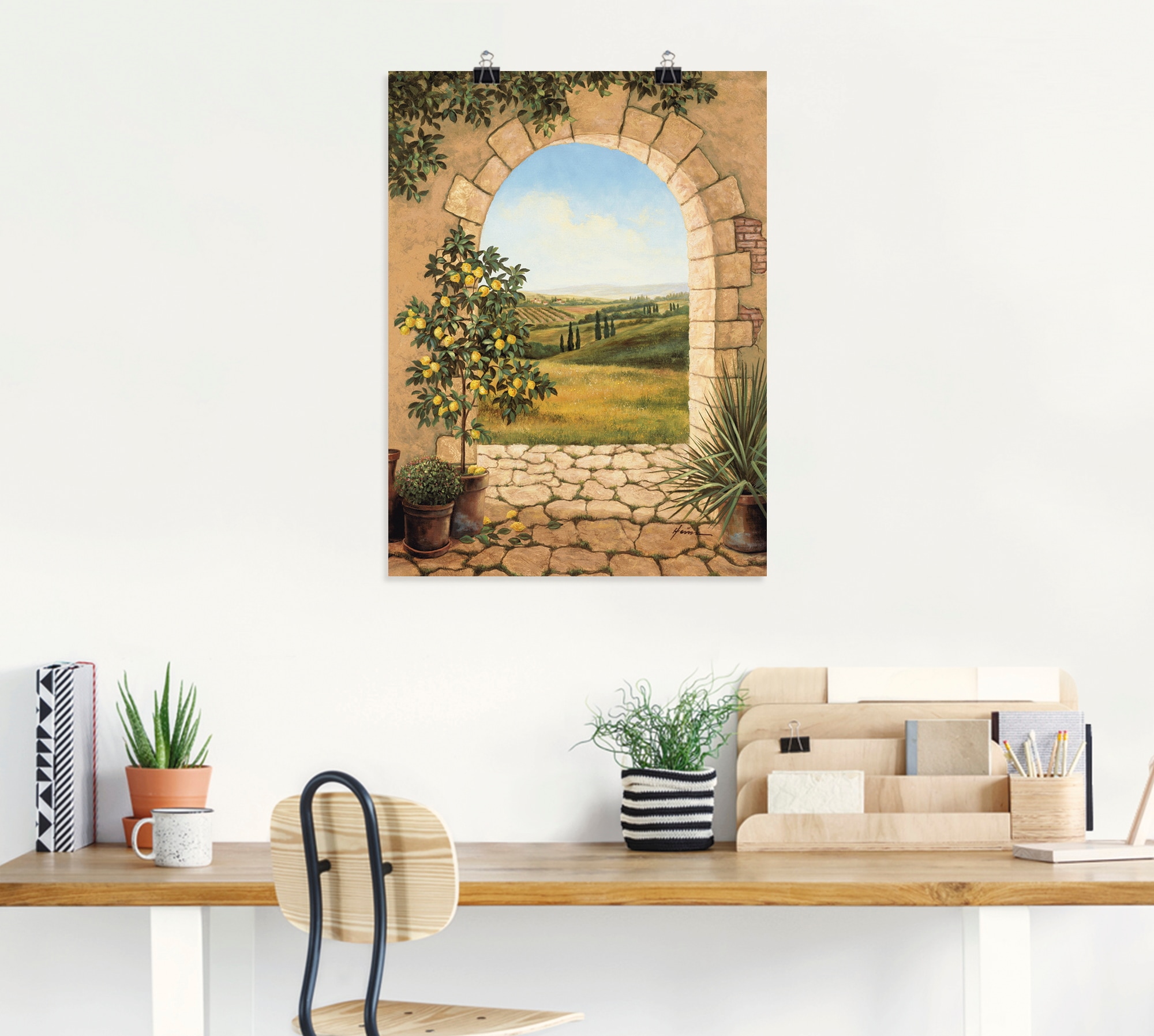 Artland Wandbild »Zitronenbaum vorm Torbogen«, Fensterblick, (1 St.), als Alubild, Outdoorbild, Leinwandbild, Poster, Wandaufkleber