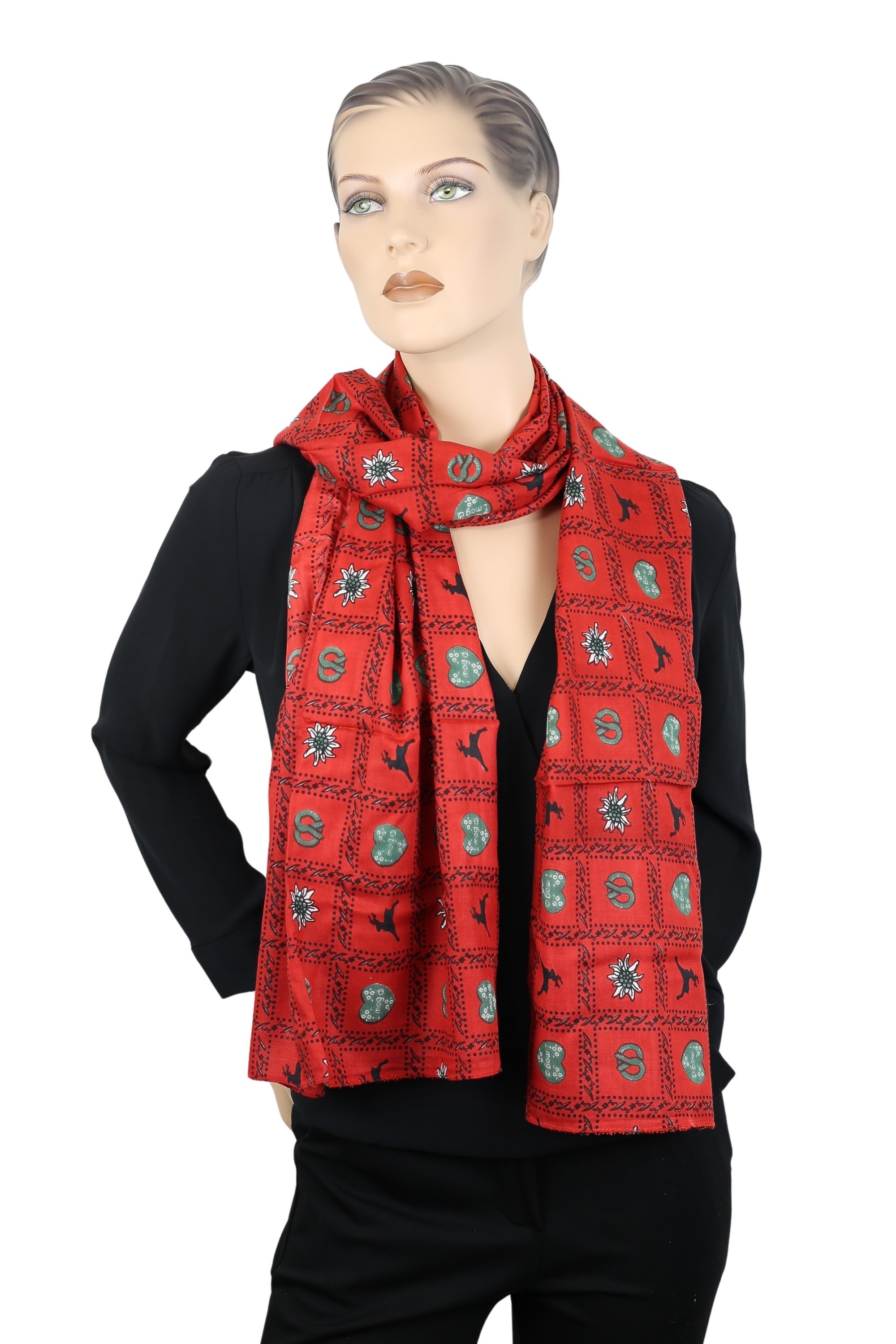 Allgäu Rebell Schal "Trachteneleganz" 1 Stk. tlg. mit Edelweiß, Brezen, Hir günstig online kaufen