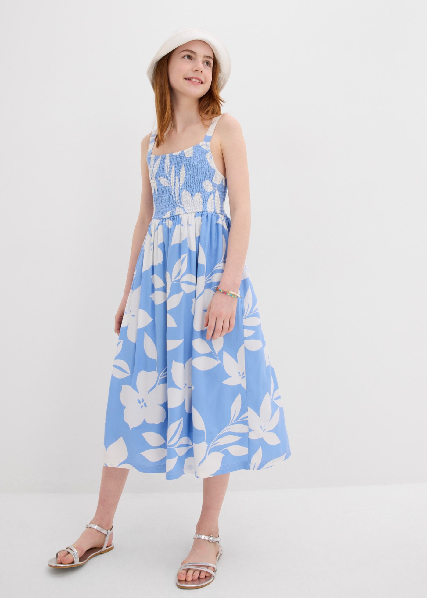 bonprix Midikleid knieumspielende Länge, mit süßem Print, aus weichem Viskose-Stoff