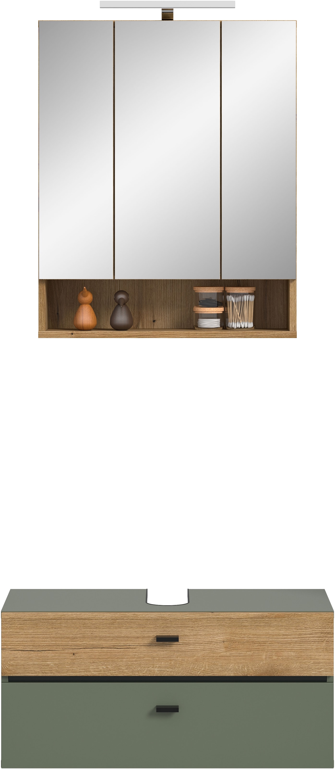 welltime Badmöbel-Set »VANN, 2-teilige moderne Badkombination, inkl. Beleuchtung« 1x Waschbeckenunterschrank, 1x Spiegelschrank inkl. Beleuchtung, 2 Stk. tlg.