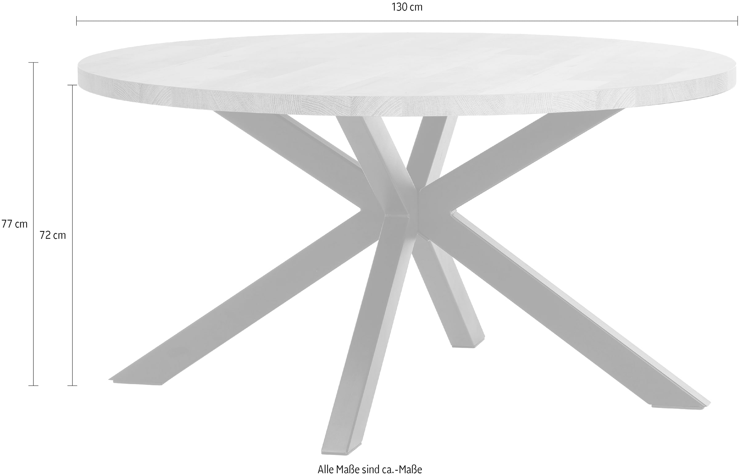 OMG Design Esstisch »Charles«, (1 St.), Zeitloser Landhausstil, runder Tisch, 130 cm
