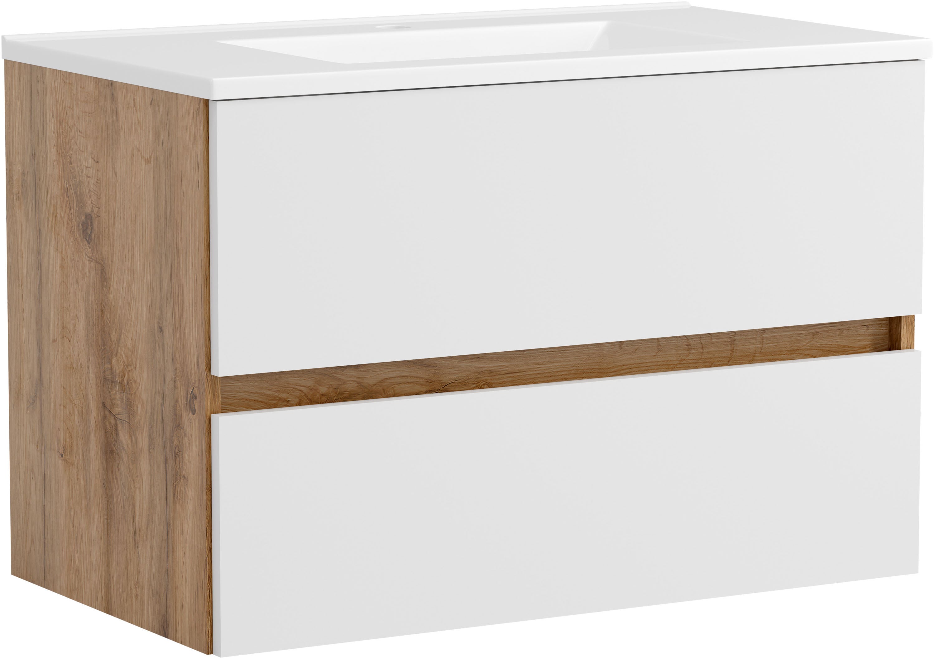 OTTO home Waschtisch "BOZEN, 2 Auszüge inklusive Becken und Montagematerial" Maße (B/H/T): ca. 80/52/45 cm, Badmöbel, Waschtisch, Stauraum, modern
