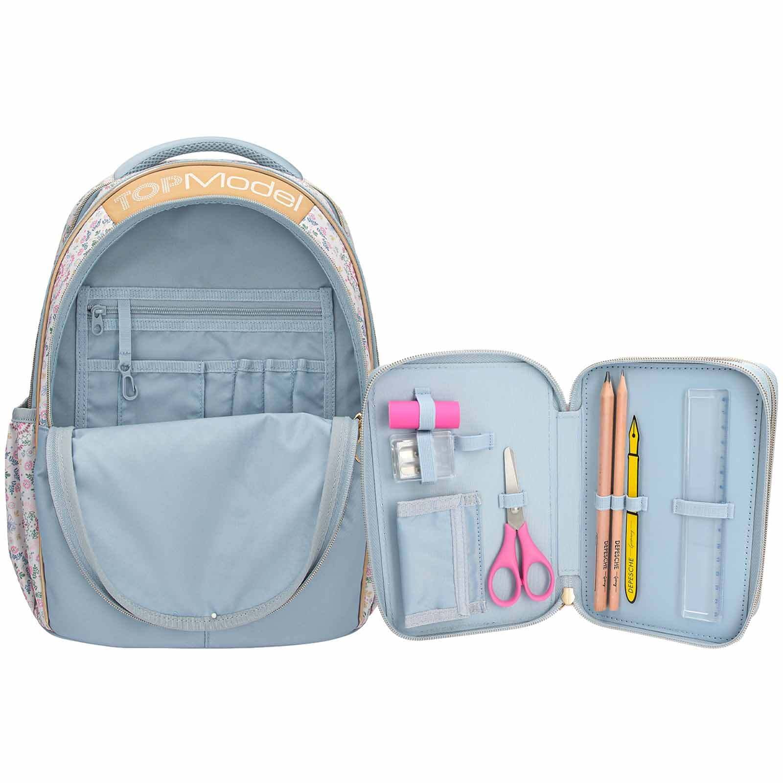 Depesche Rucksack »Schul-Set FESTIVAL FUN TOPModel 2er Set hellblau«