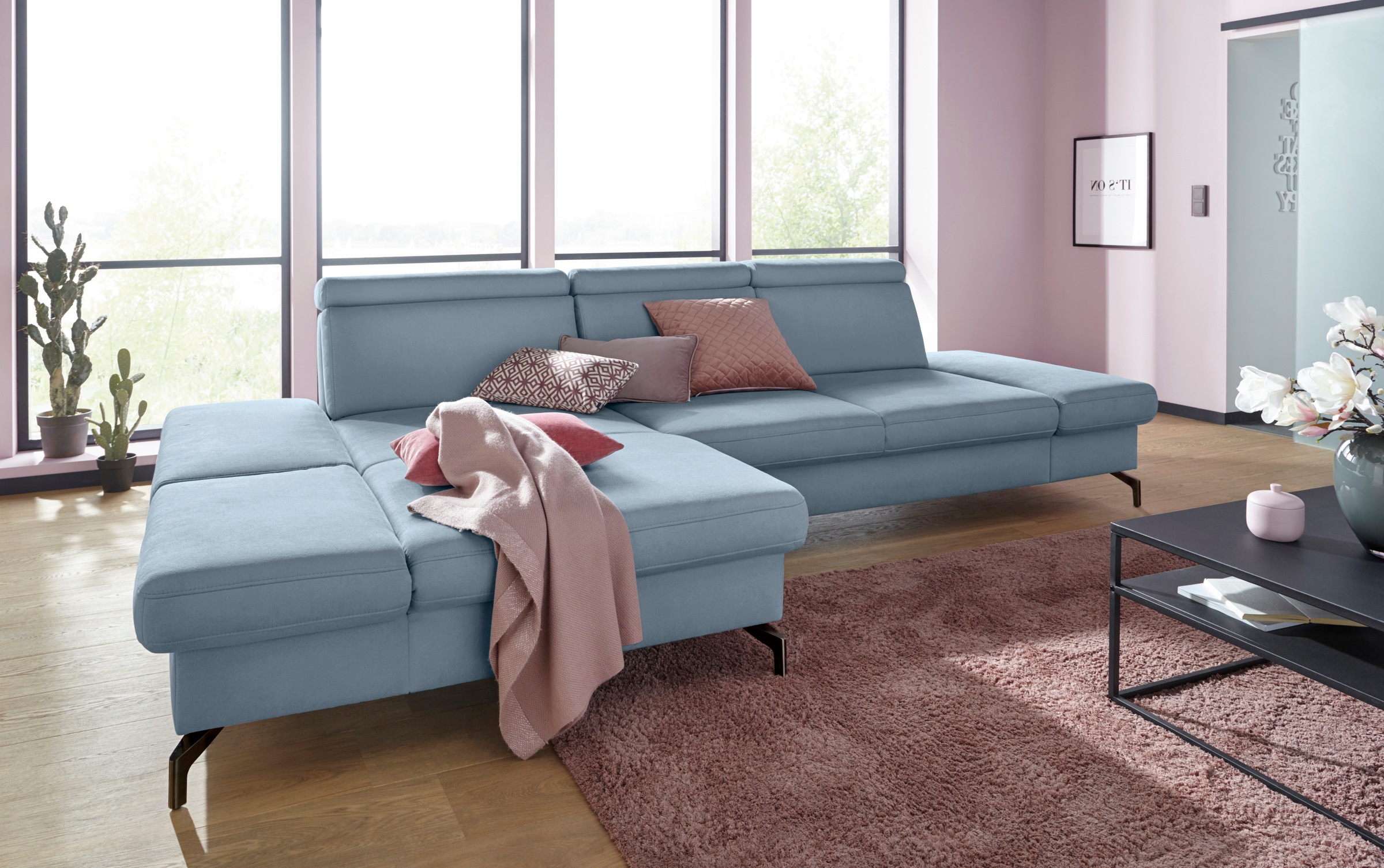 sit&more Ecksofa "Brisbane L-Form", Fußhöhe 12 cm, inklusive Sitztiefen-, A günstig online kaufen