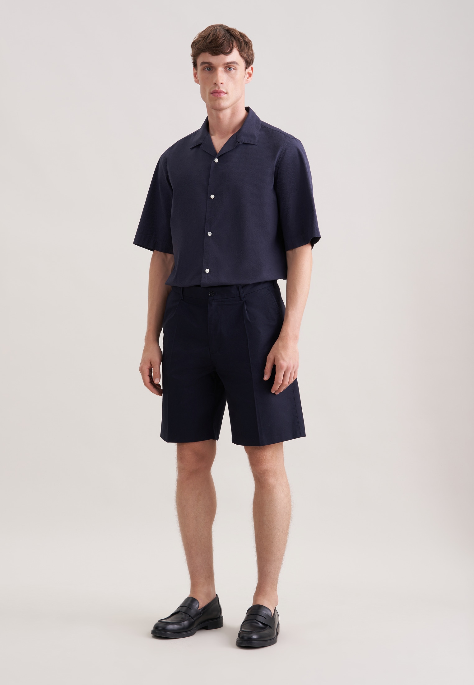 Shorts SEIDENSTICKER, Herren, Gr. 52, Normalgrößen, navy, 100% Baumwolle, unifarben, Hosen Shorts
