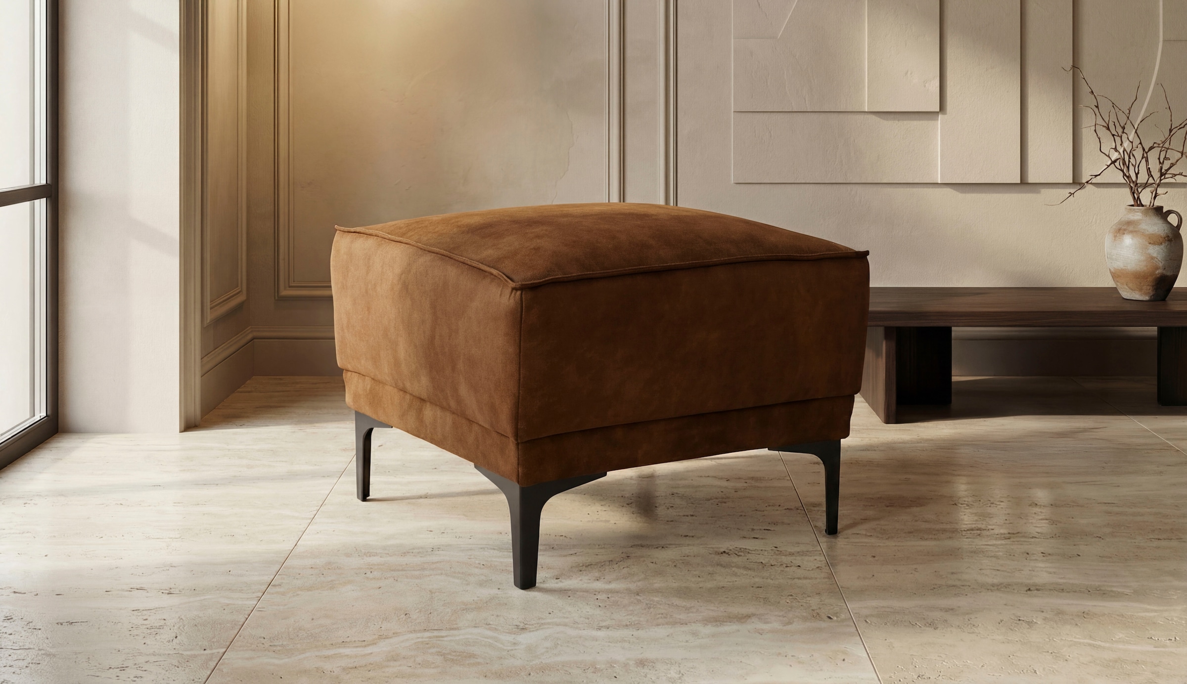 OTTO home Hocker »Oland Luxus-Microfaser Polsterhocker« passend zur Serie OLAND