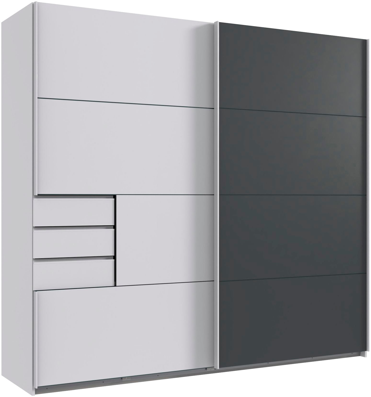 Wimex Schwebetürenschrank "Saigon, mit kompletter Innenausstattung, Made in Germany" Kleiderschrank 2-türig, 225cm breit, mit 3 praktischen Außenschubladen