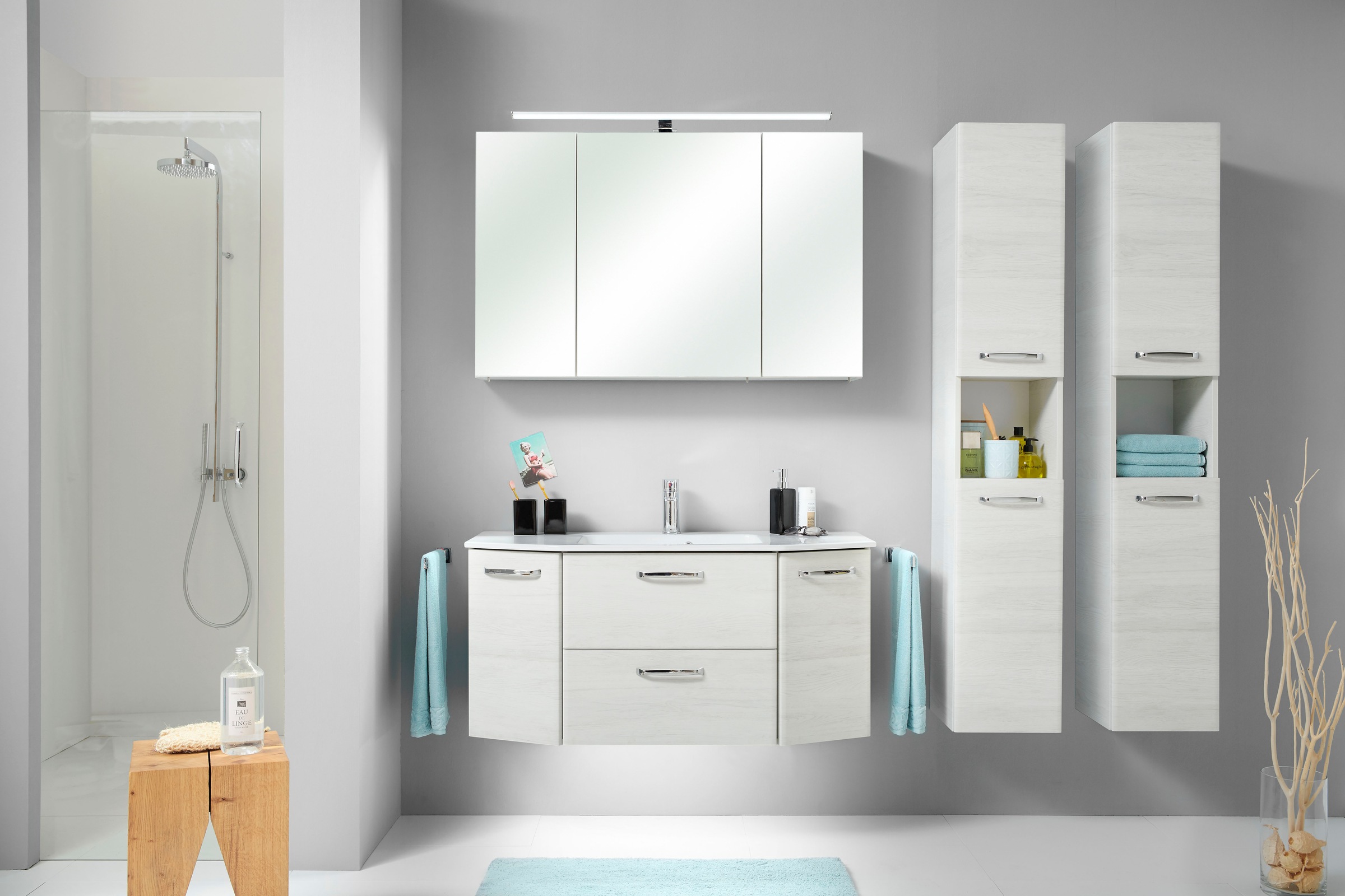 Saphir Badmöbel-Set "Quickset 936 4-teilig, Glaswaschtisch und LED-Spiegels günstig online kaufen