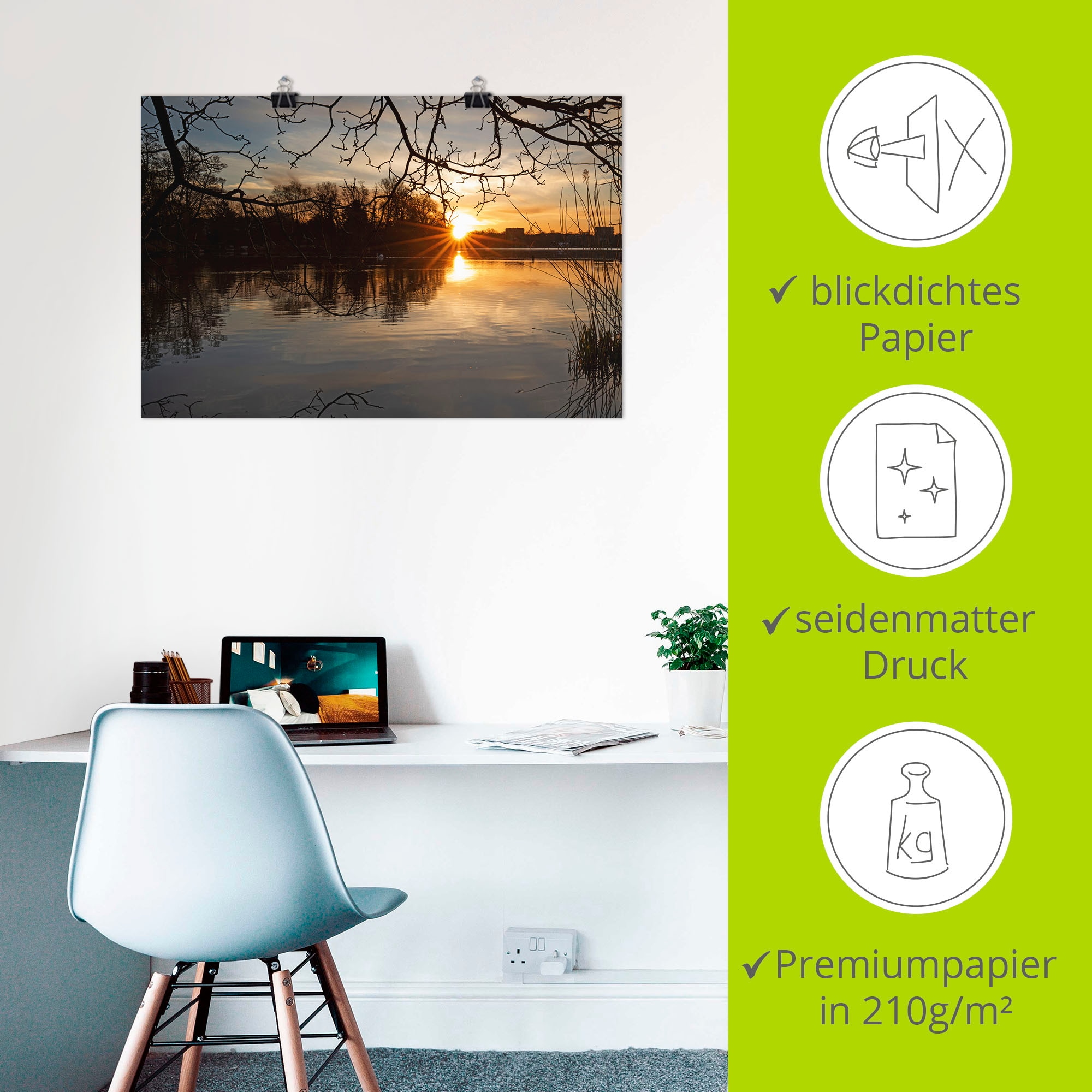 Artland Wandbild »Morgenzauber Wakenitz Lübeck«, Seebilder, (1 St.), als Alubild, Outdoorbild, Leinwandbild, Poster in verschied. Größen