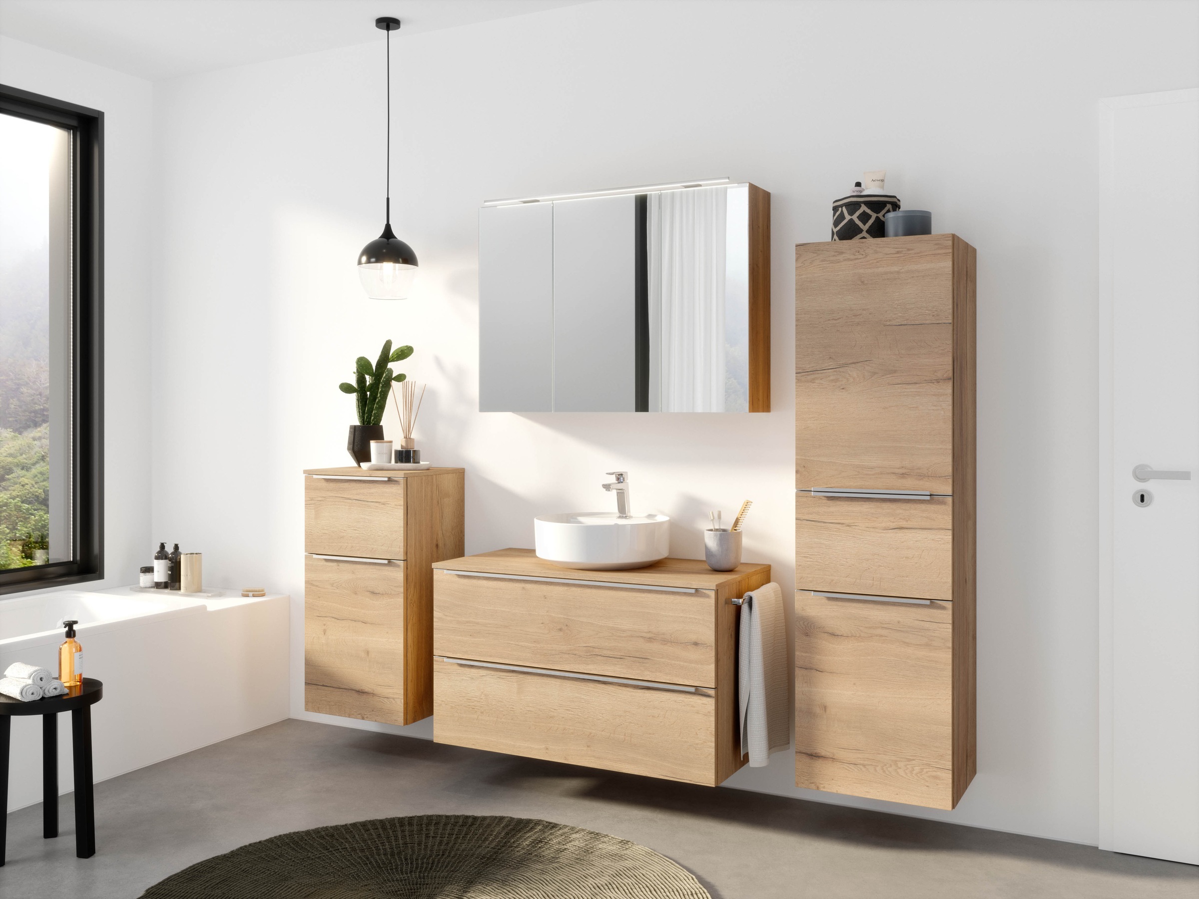 nobilia Badmöbel-Set, (2 St., vormontiert, mit Soft-Close), inkl. Spiegelsc günstig online kaufen