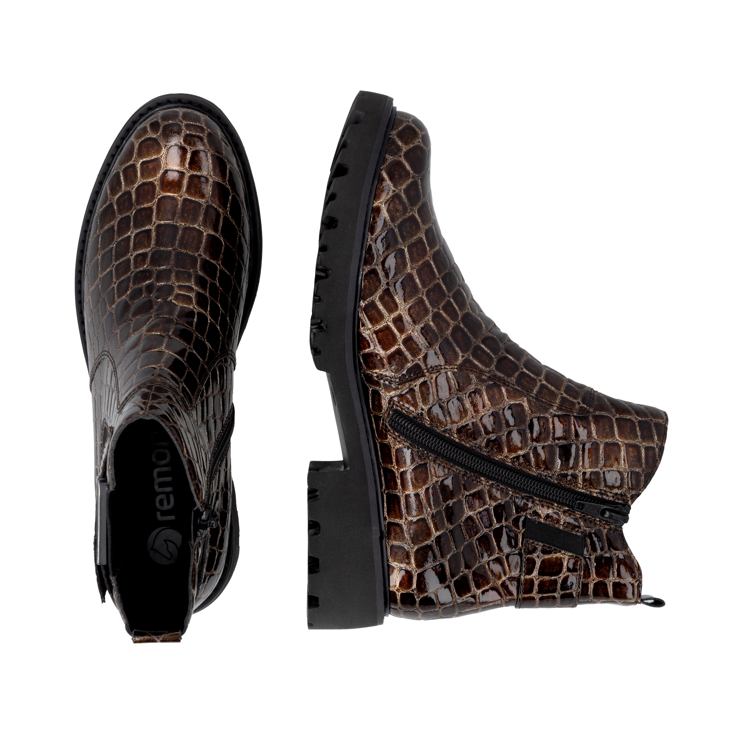Remonte Chelseaboots  Blockabsatz, Stiefelette, Lackboots in trendiger Optik