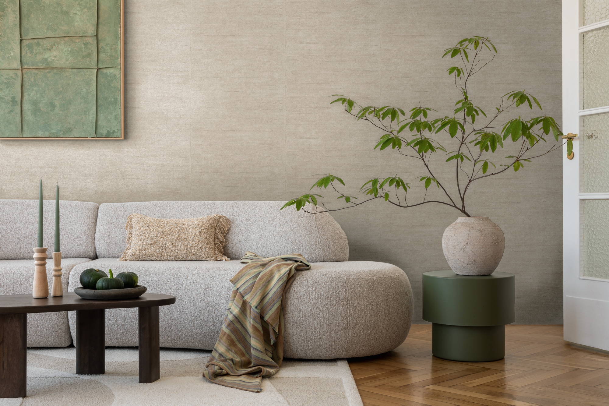 A.S. Création Vliestapete »Unitapete mit Leinen-Optik verschiedene Farben« botanisch strukturiert
