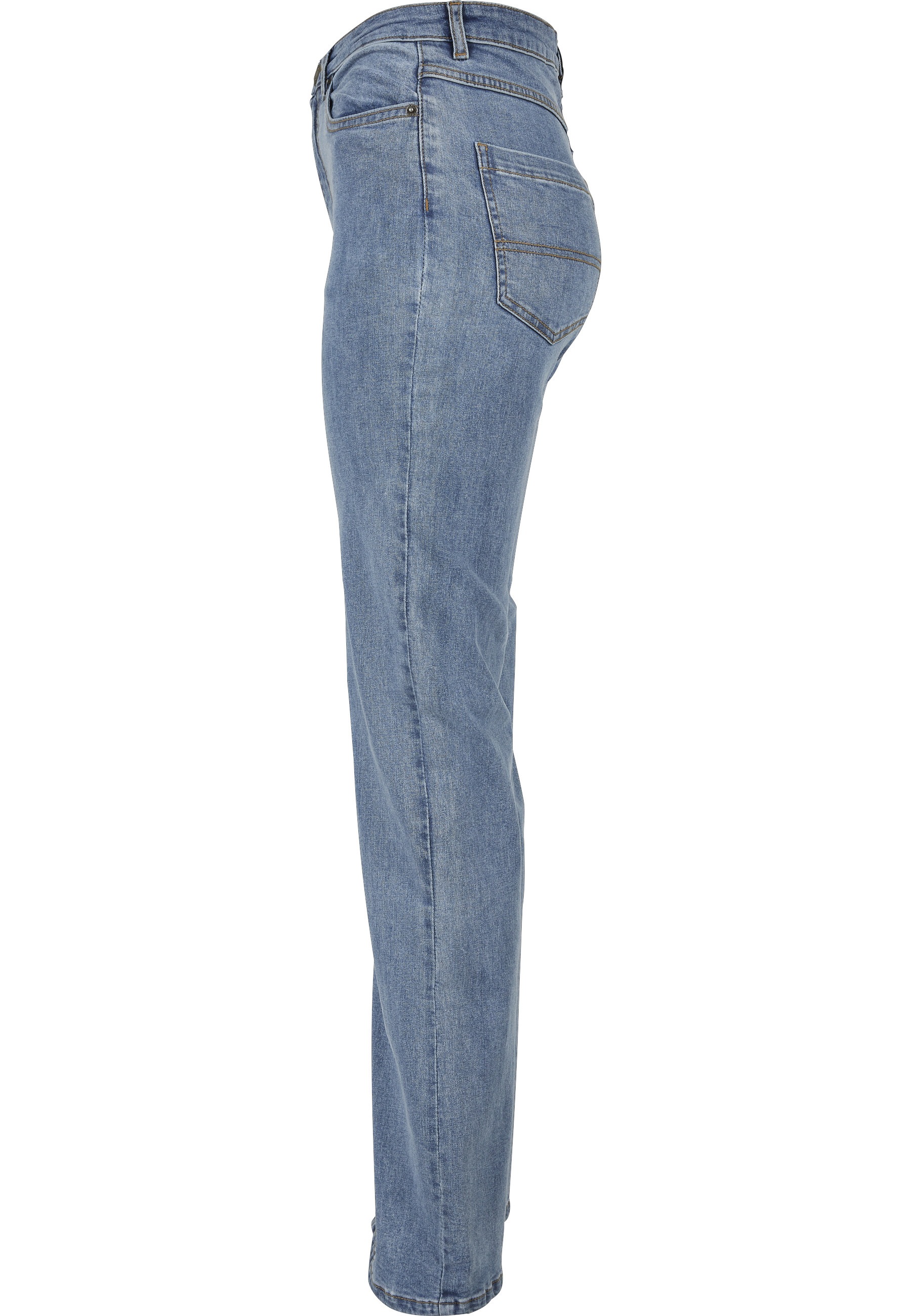 URBAN CLASSICS Bequeme Jeans »Urban Classics Damen Ladies Highwaist Straight Slit Denim Pants« 1 Stk.