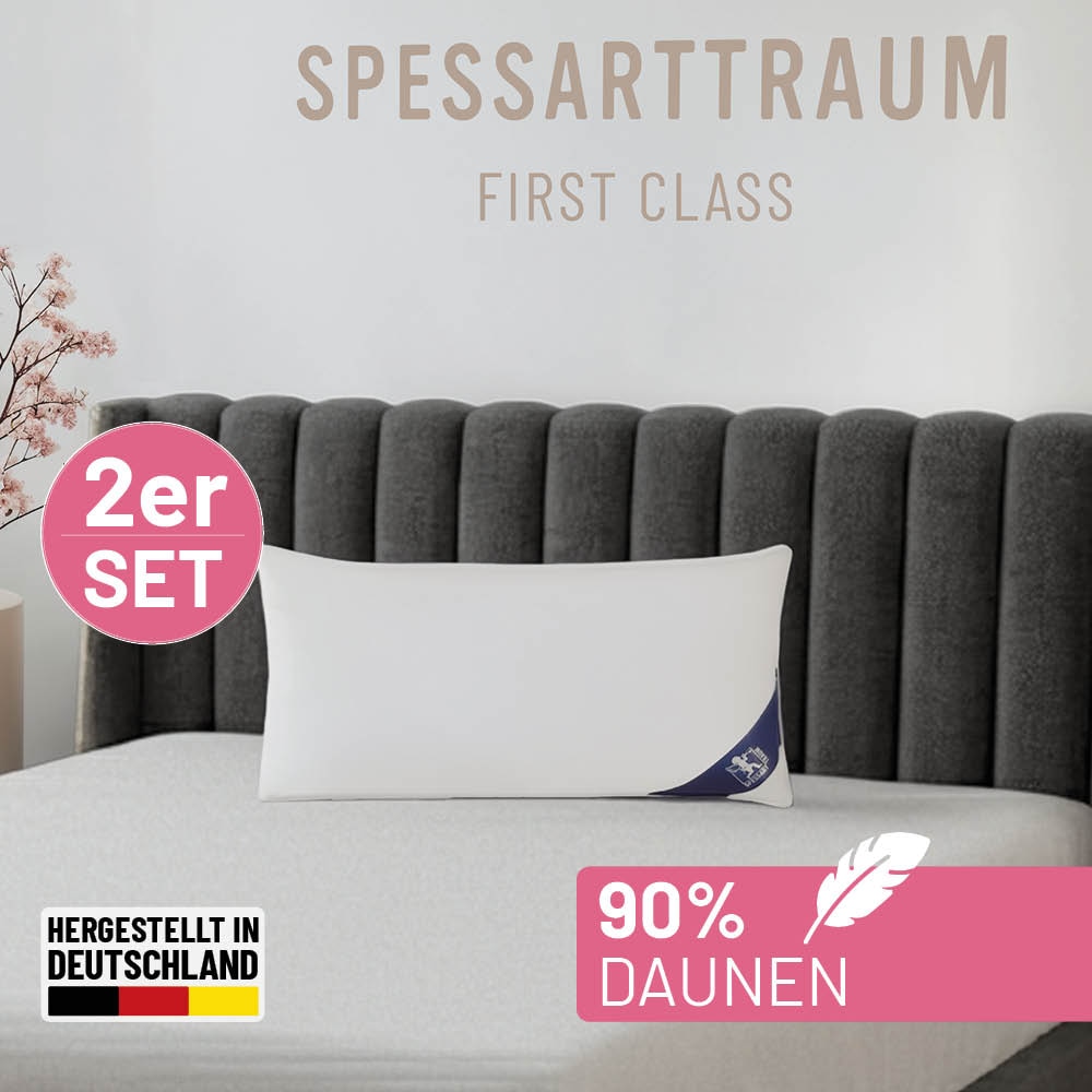 SPESSARTTRAUM Daunenkissen »FIRST CLASS, Kopfkissen 1-tlg. oder  2-tlg. 40x80 oder 80x80 cm« Füllung: 90% Daunen, 10%Federn Spar-Set, 2 Stk. tlg. hergestellt in Deutschland, allergikerfreundlich, im Set günstiger