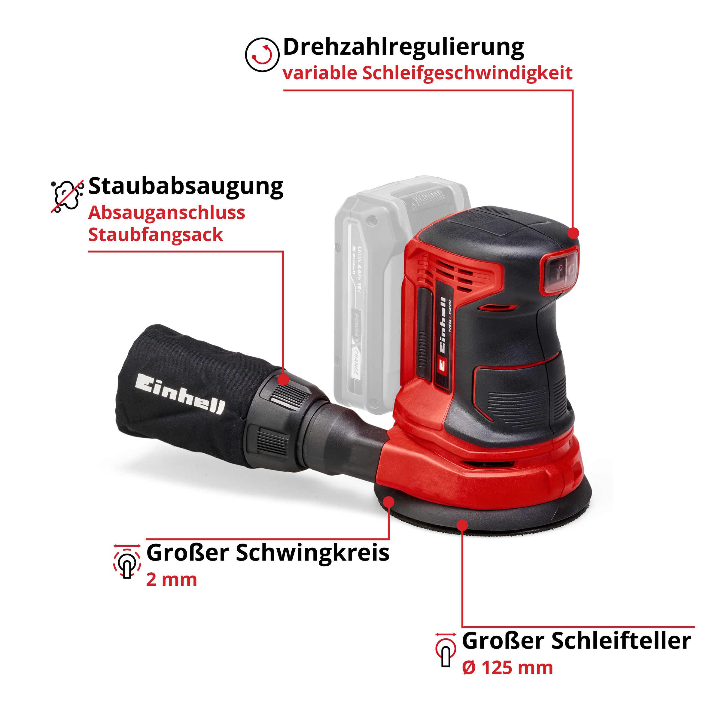 Einhell Exzenterschleifer »TE-RS 18 Li - Solo«, Power X-Change, ohne Akku und Ladegerät