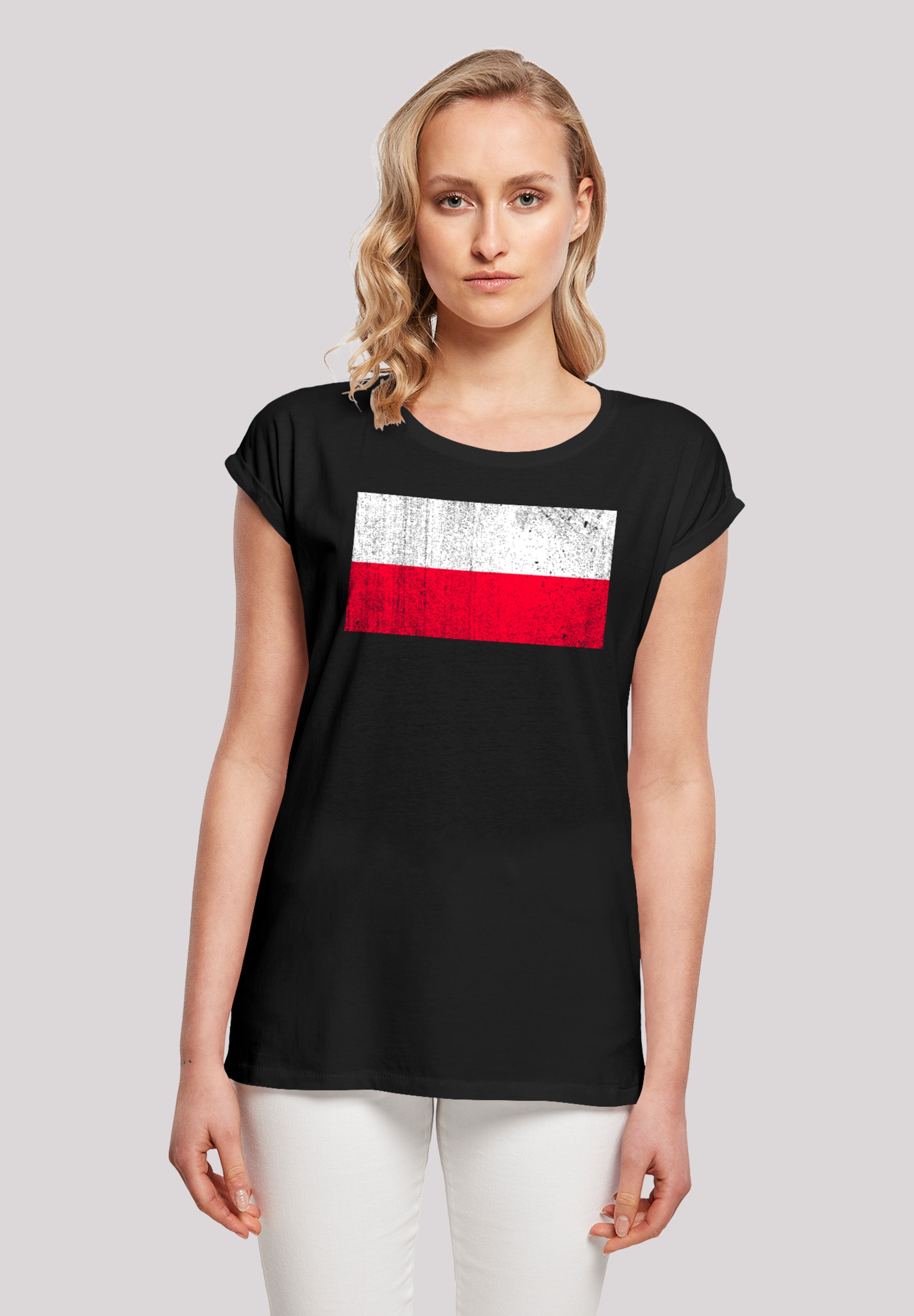 F4NT4STIC T-Shirt "Poland Polen Flagge distressed", Print