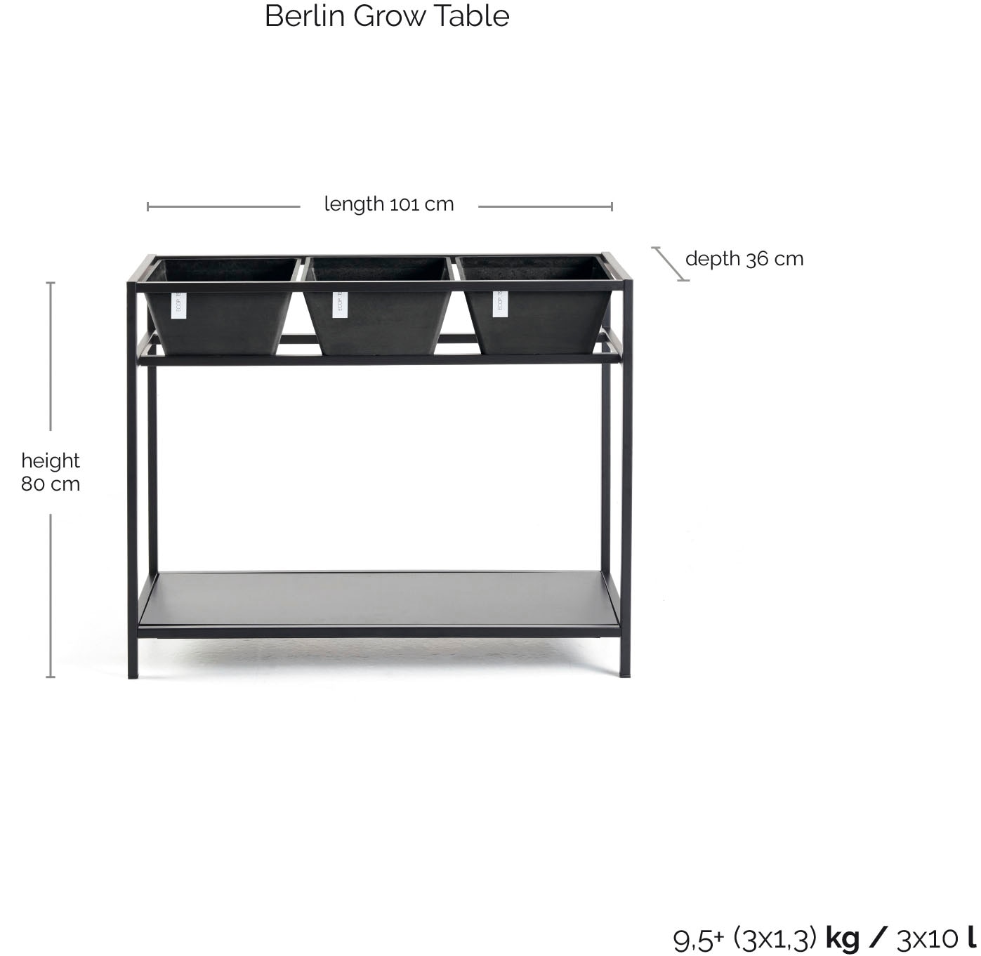 ECOPOTS Hochbeet »Berlin Kräuterhochbeet Dunkelgrau« für den Außenbereich: frostsicher, bruchsicher und lichtbeständig