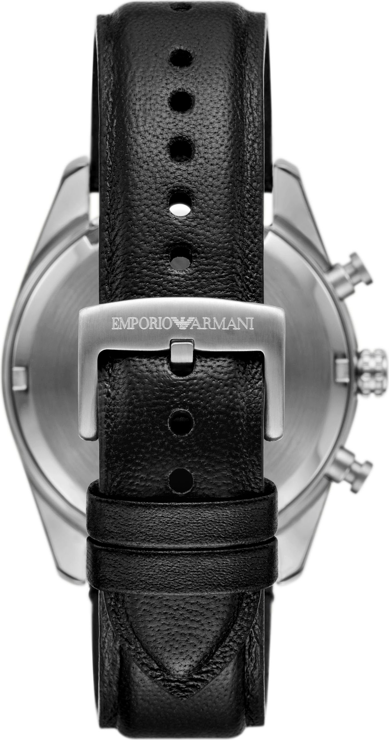 Emporio Armani Chronograph, Quarzuhr, Armbanduhr, Herrenuhr, Lederarmband, analog, Tag