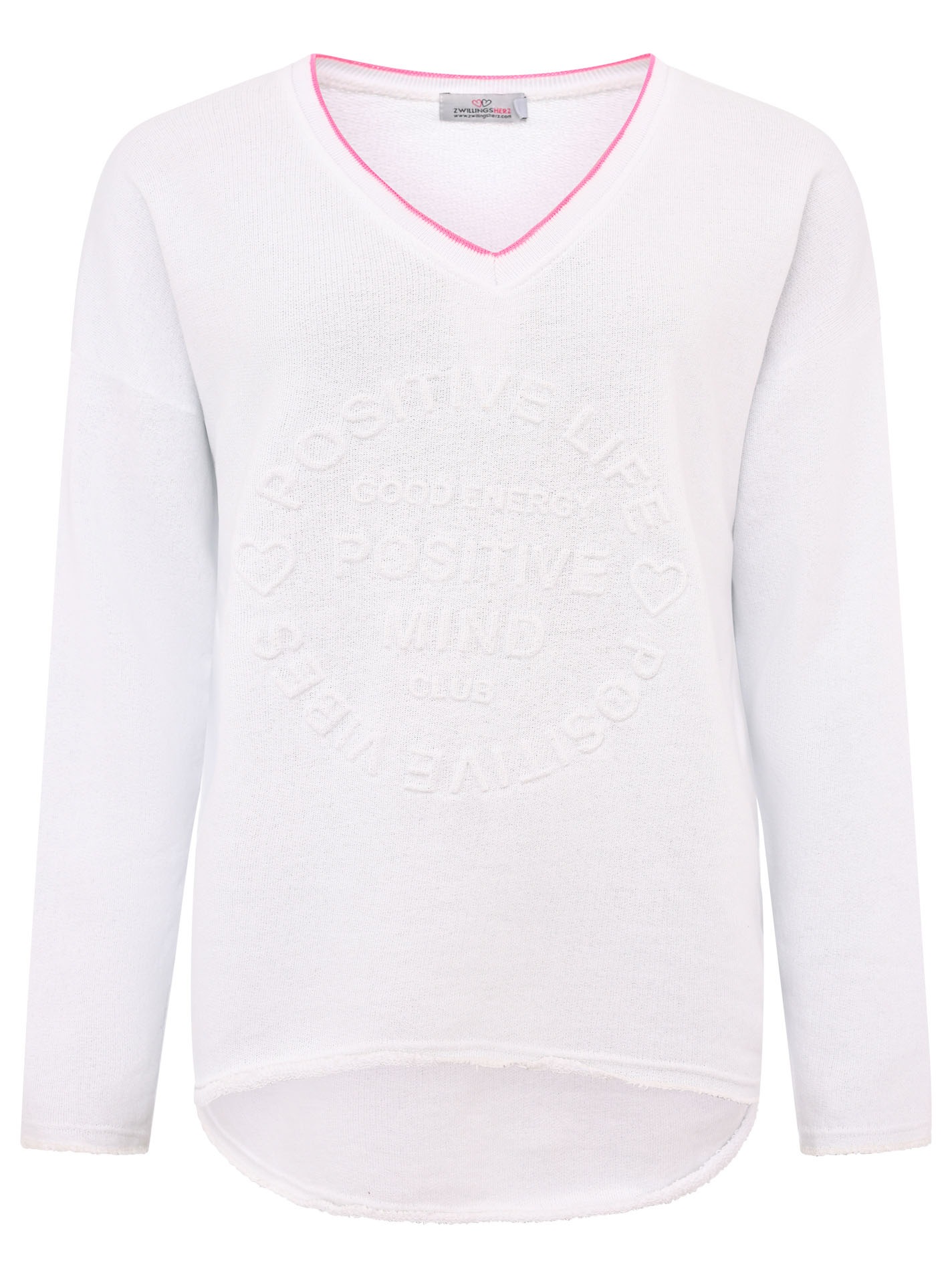Zwillingsherz Sweatshirt Positive Mind mit Kontrastnaht in Neonfarbe günstig online kaufen