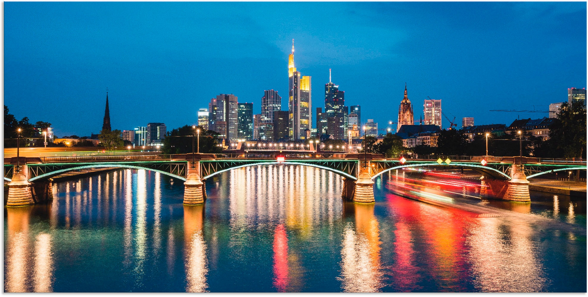 Artland Wandbild »Frankfurt am Main zur Nacht«, Deutschland, (1 St.), als Alubild, Leinwandbild, Wandaufkleber oder Poster in versch. Größen