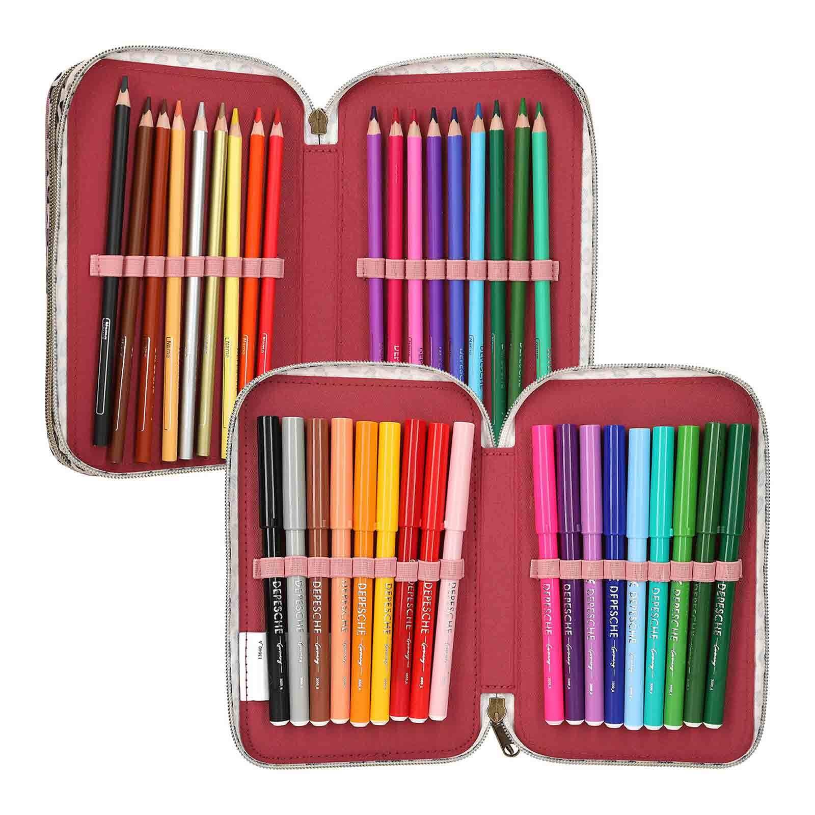 Depesche Buntstift »3-Fach Federtasche LEOHEART mit Schleifen TOPModel 7,5 x 13 x 20 cm rosa«