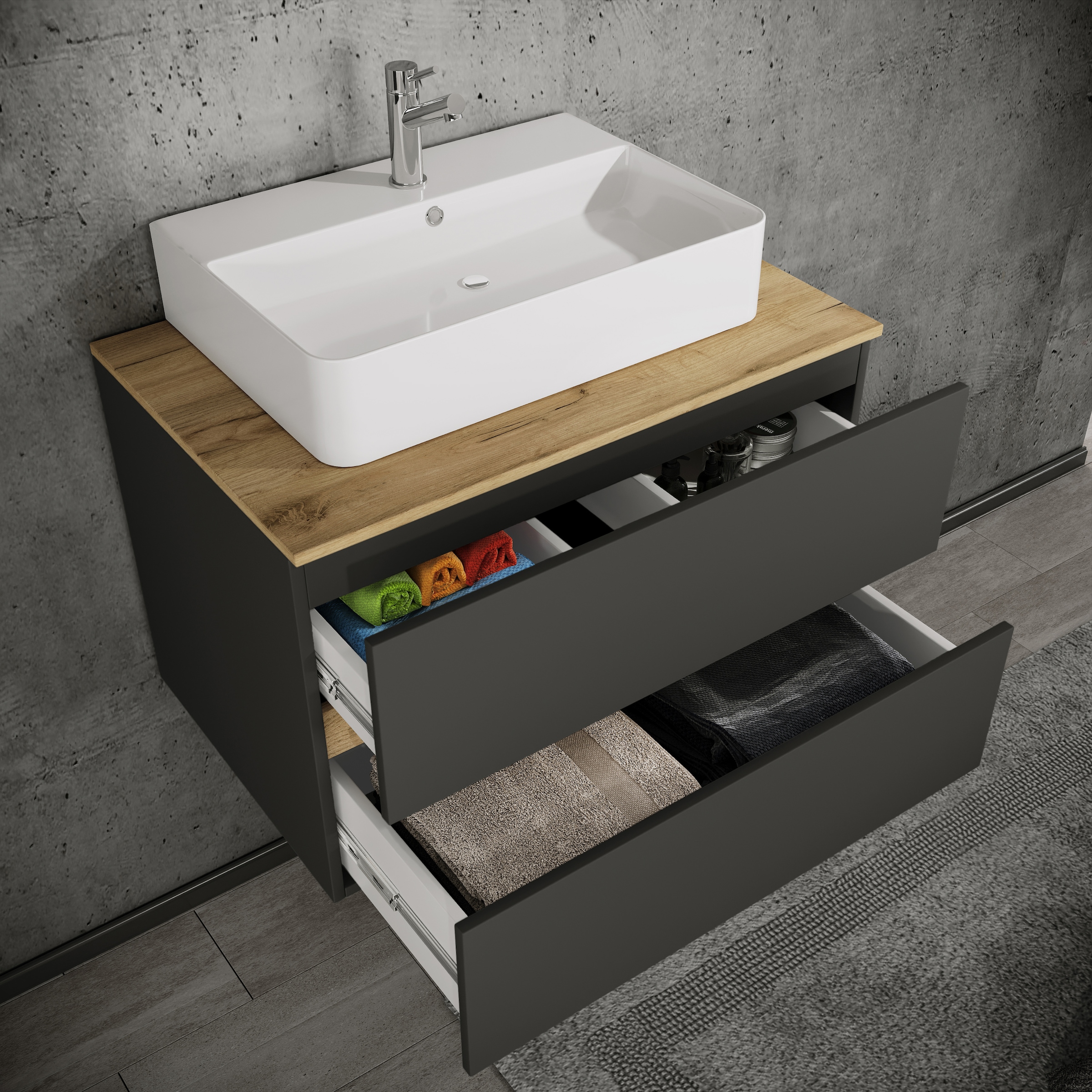 VCM Waschtisch »2 tlg. Badmöbel-Set mit Waschbecken Cosila-A 60 cm« 2 Stk. tlg.