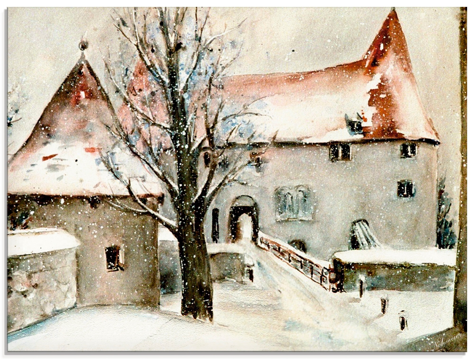 Artland Glasbild "Winter auf der Burg" Gebäude 1 Stk. tlg. in verschiedenen Größen