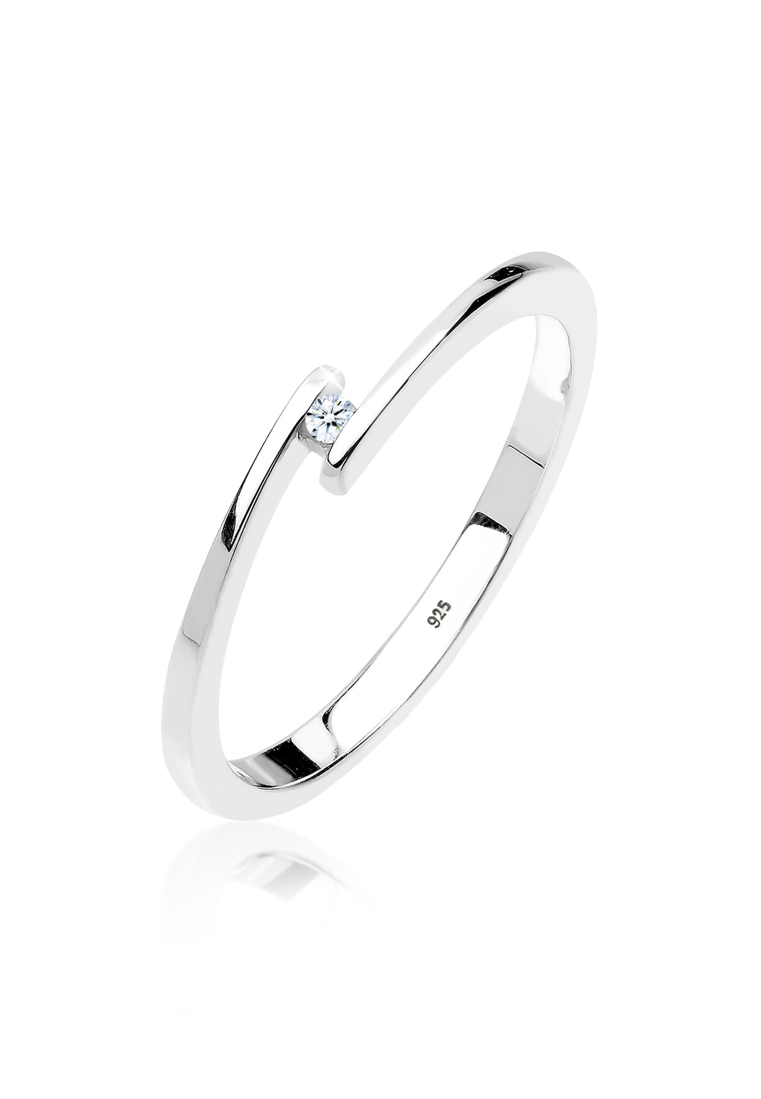 ELLI DIAMONDS Damen Verlobungsring "Ring Diamant Weiß Brillantschliff (0.015 ct) 925 Sterling Silber", 58, Silber 925 (Sterlingsilber), silber,