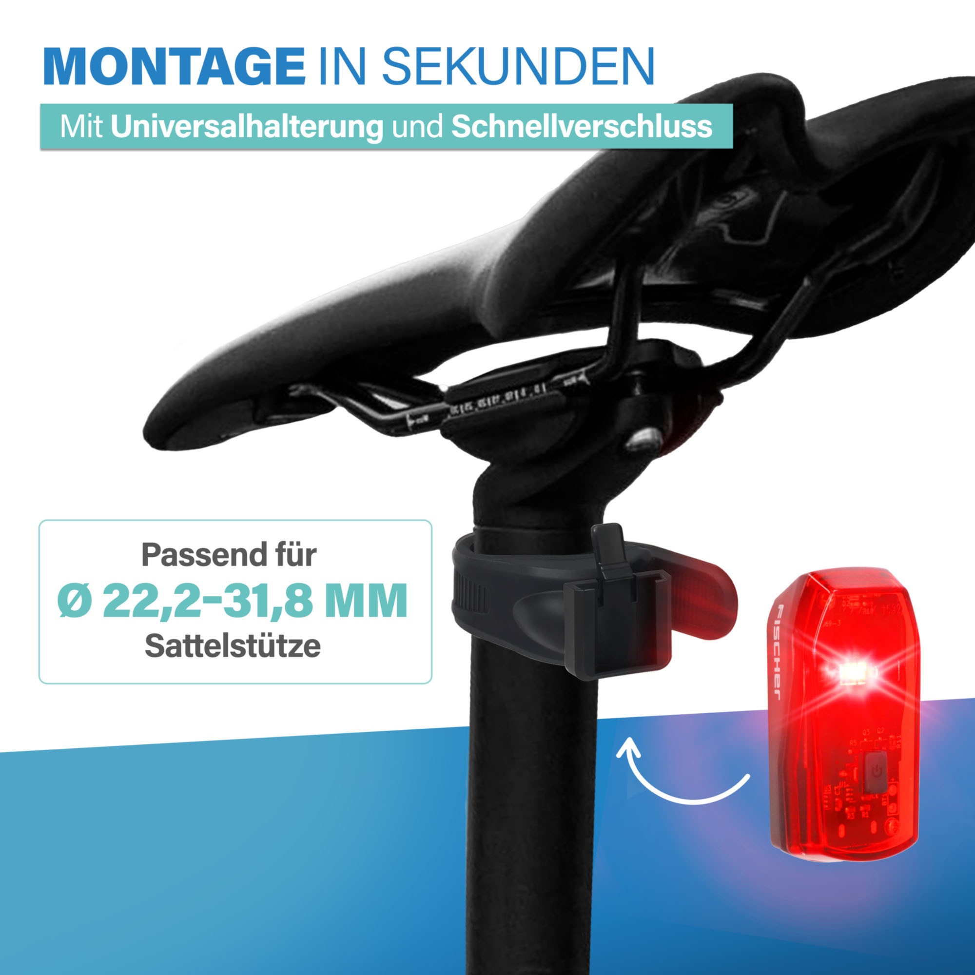 FISCHER Fahrrad Fahrrad-Rücklicht »Akku-Rücklicht “Basic”«