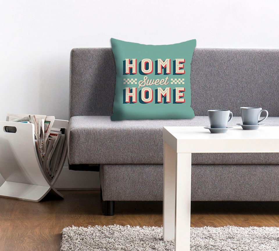 queence Dekokissen »Home sweet Home«, mit Schriftzug, Kissenhülle ohne Füllung, 1 Stück
