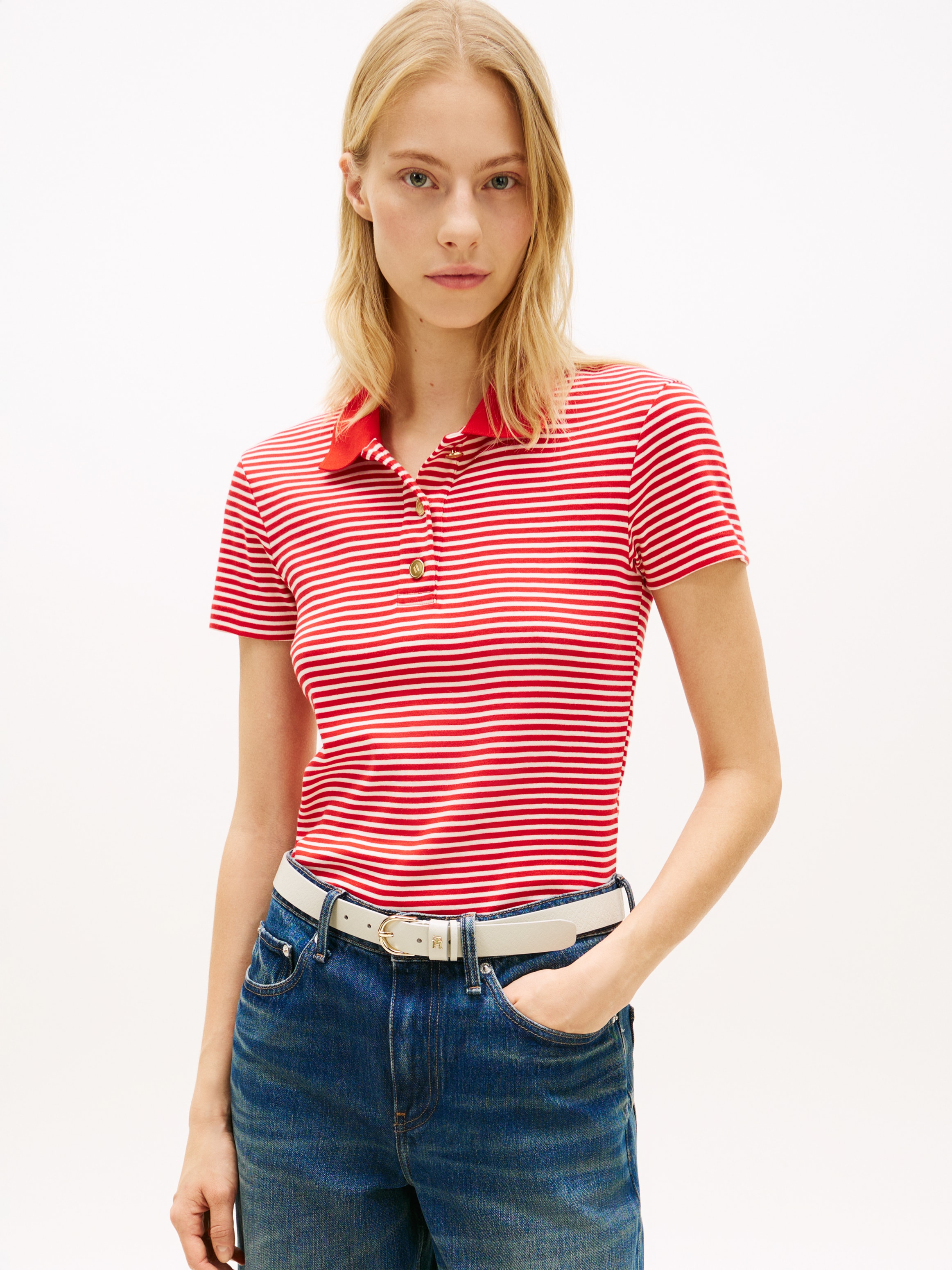 Tommy Hilfiger Poloshirt "GOLD BUTTON SLIM SS POLO" günstig online kaufen