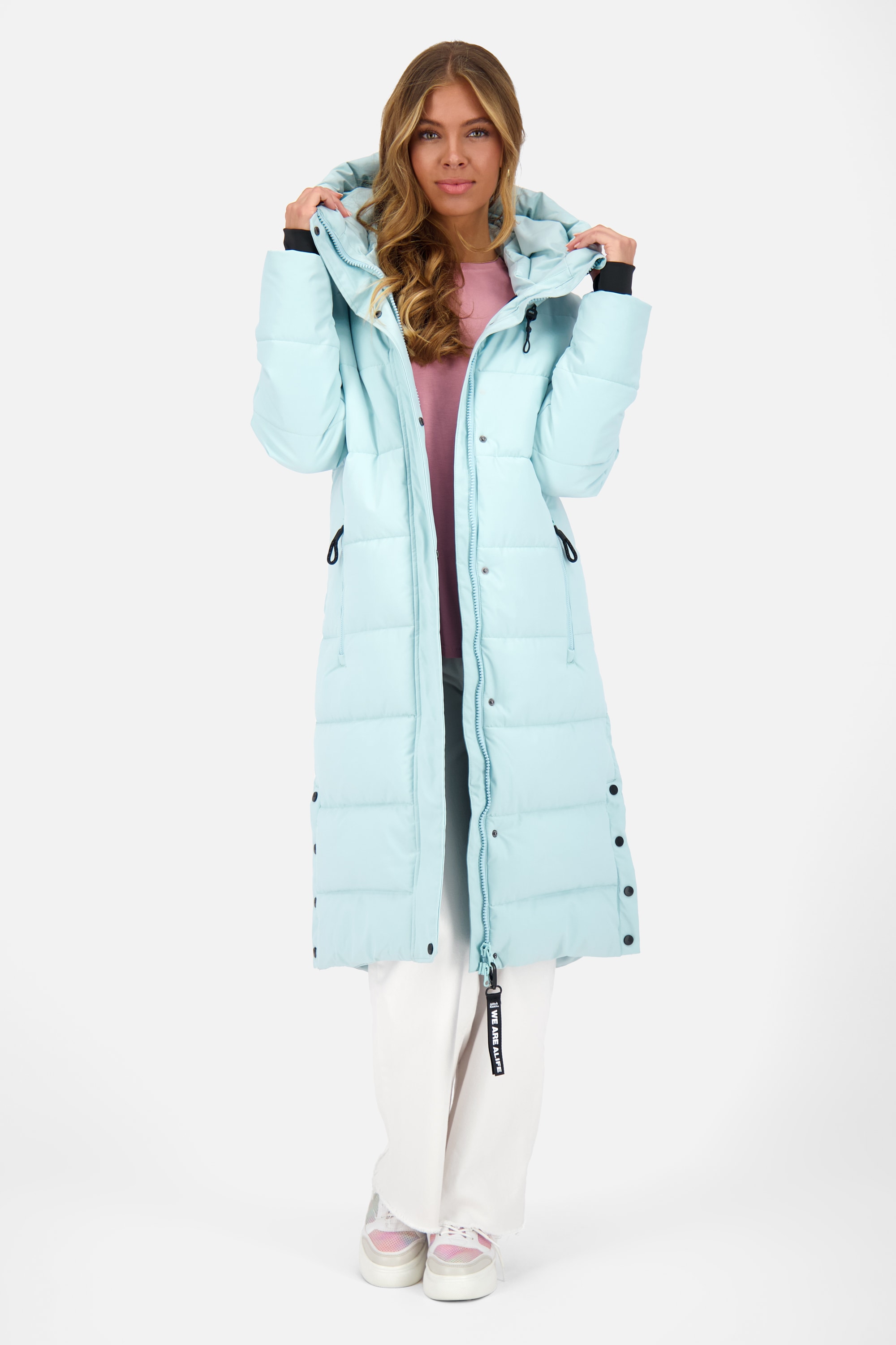 Alife & Kickin Steppjacke »Damen KatiaAK A«, mit Kapuze, Langer Wintermantel mit großer Kapuze und regulierbarer Beinfreiheit