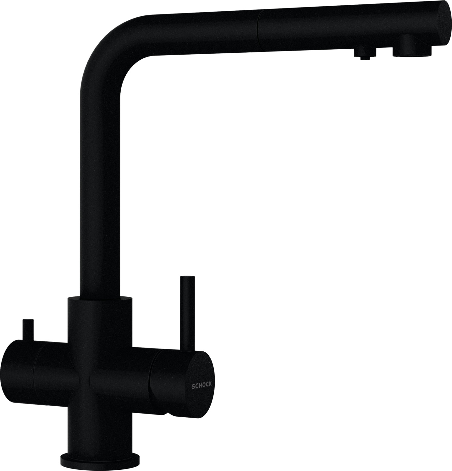 Küchenarmatur SCHOCK, B:22,4cm H:30,9cm Ø:5,4cm, schwarz, Edelstahl, Armaturen, "Vitus", Hochdruck, ausziehbarer Auslauf, Filterwasser,