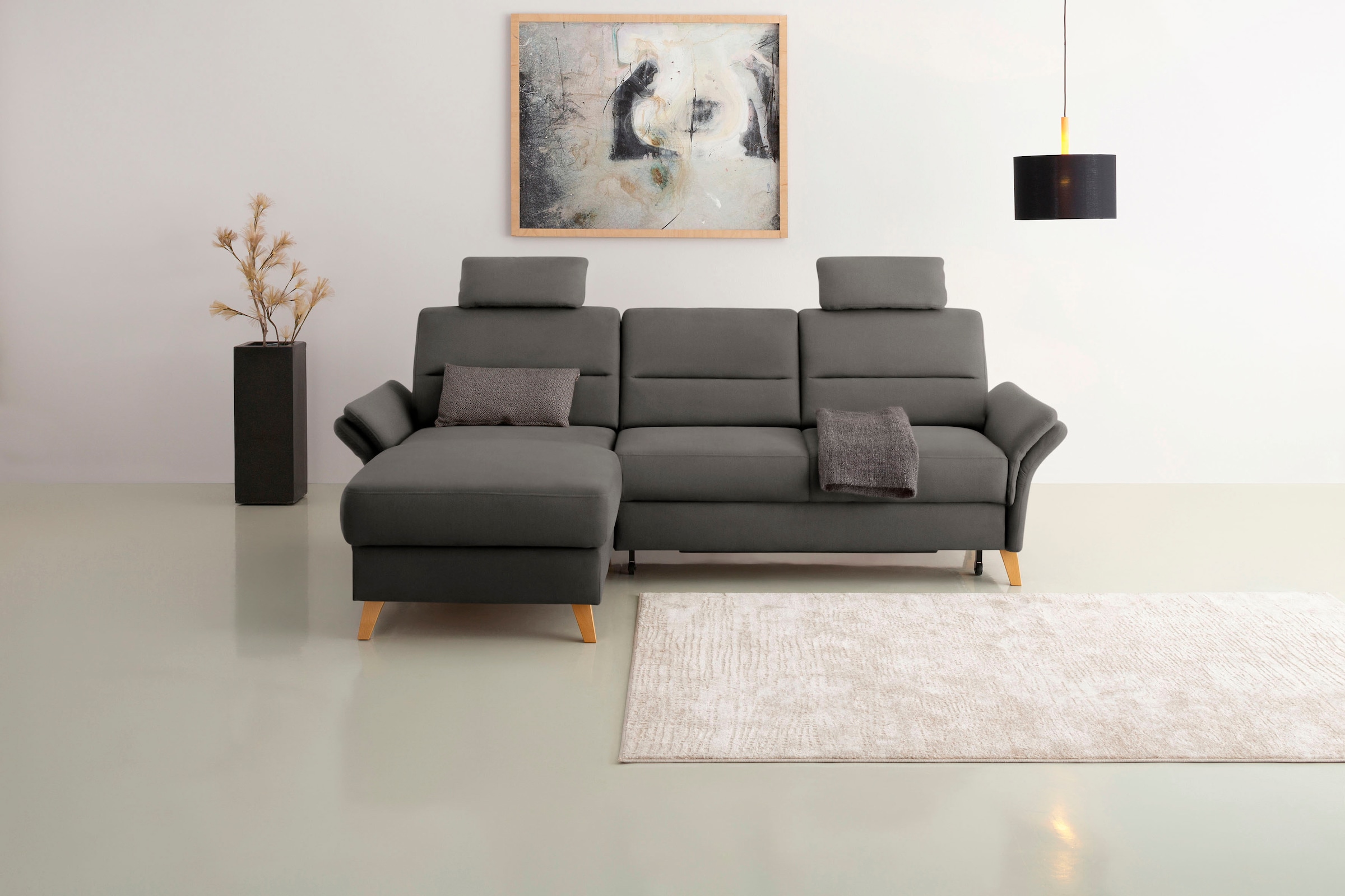 OTTO home Ecksofa "Westerland L-Form" Federkern-Polsterung, wahlweise mit Schlaffunktion, Bettkasten