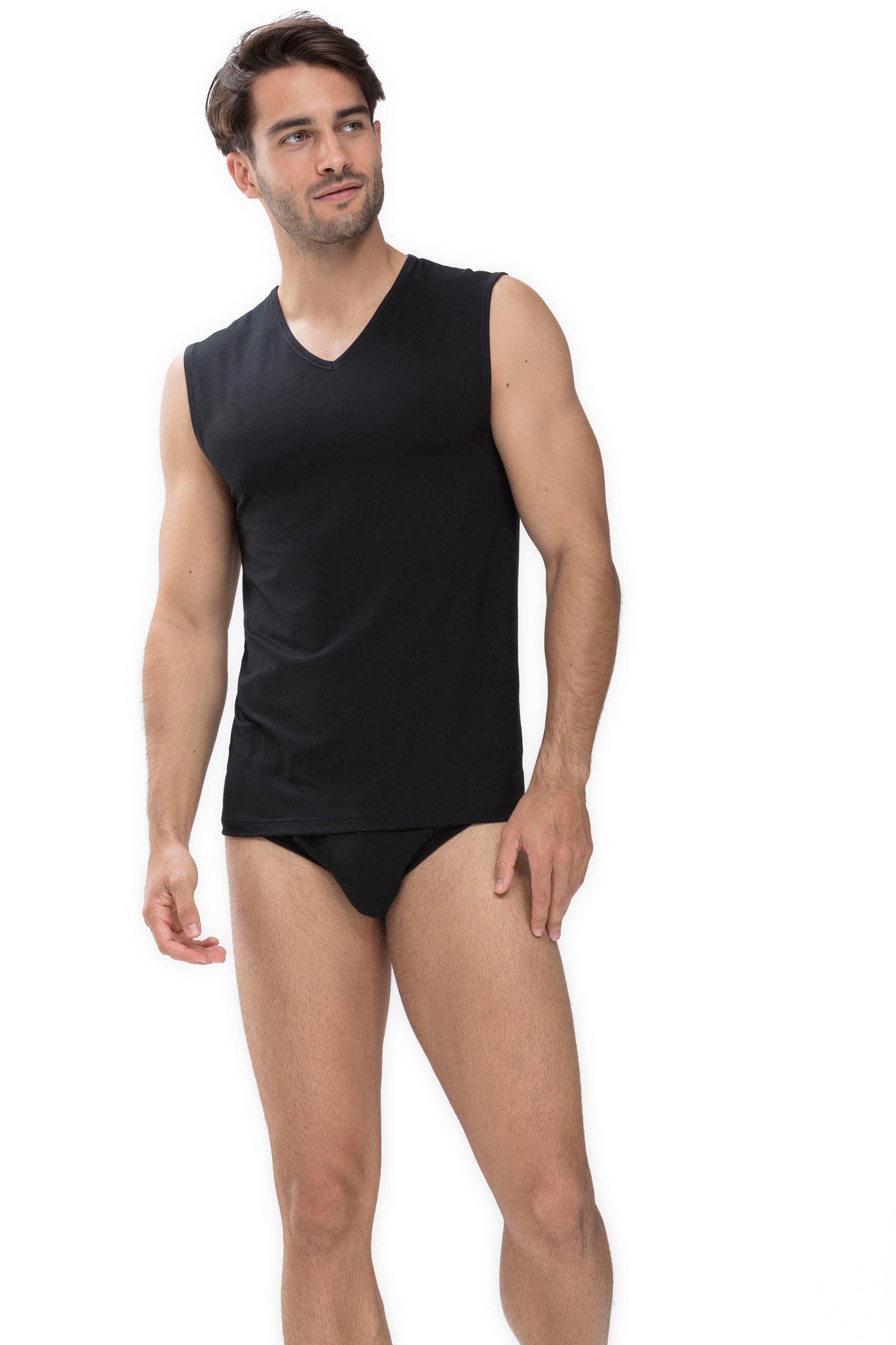 MEY Herren Tanktop "Dry Cotton", Gr. 6, schwarz, Single Jersey, Obermaterial: 57% Baumwolle, 38% Polyester, 5% Elasthan, unifarben, Tops, mit