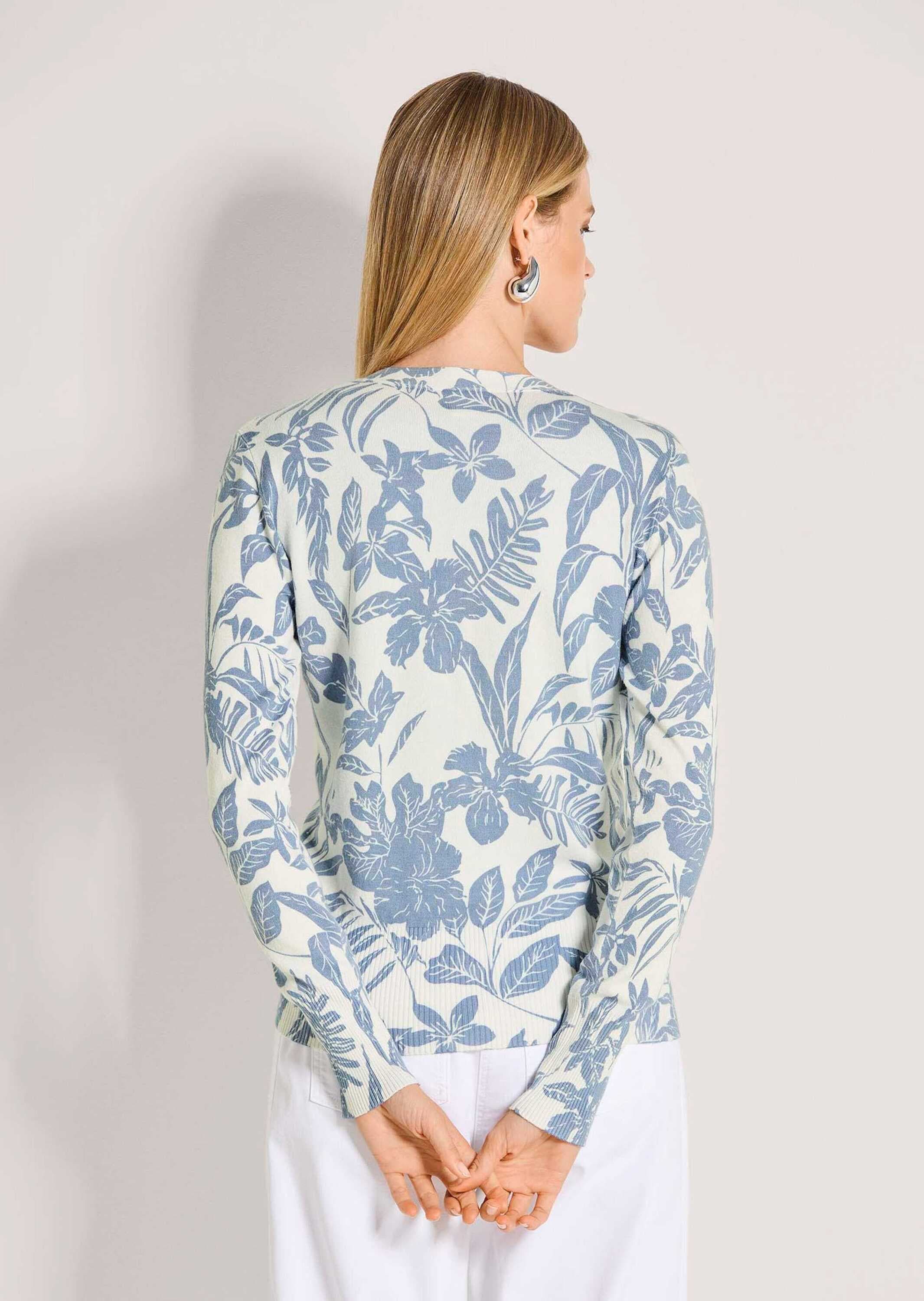 MADELEINE Strickjacke »Strickjacke Florale Feinstrickjacke mit V-Ausschnitt«