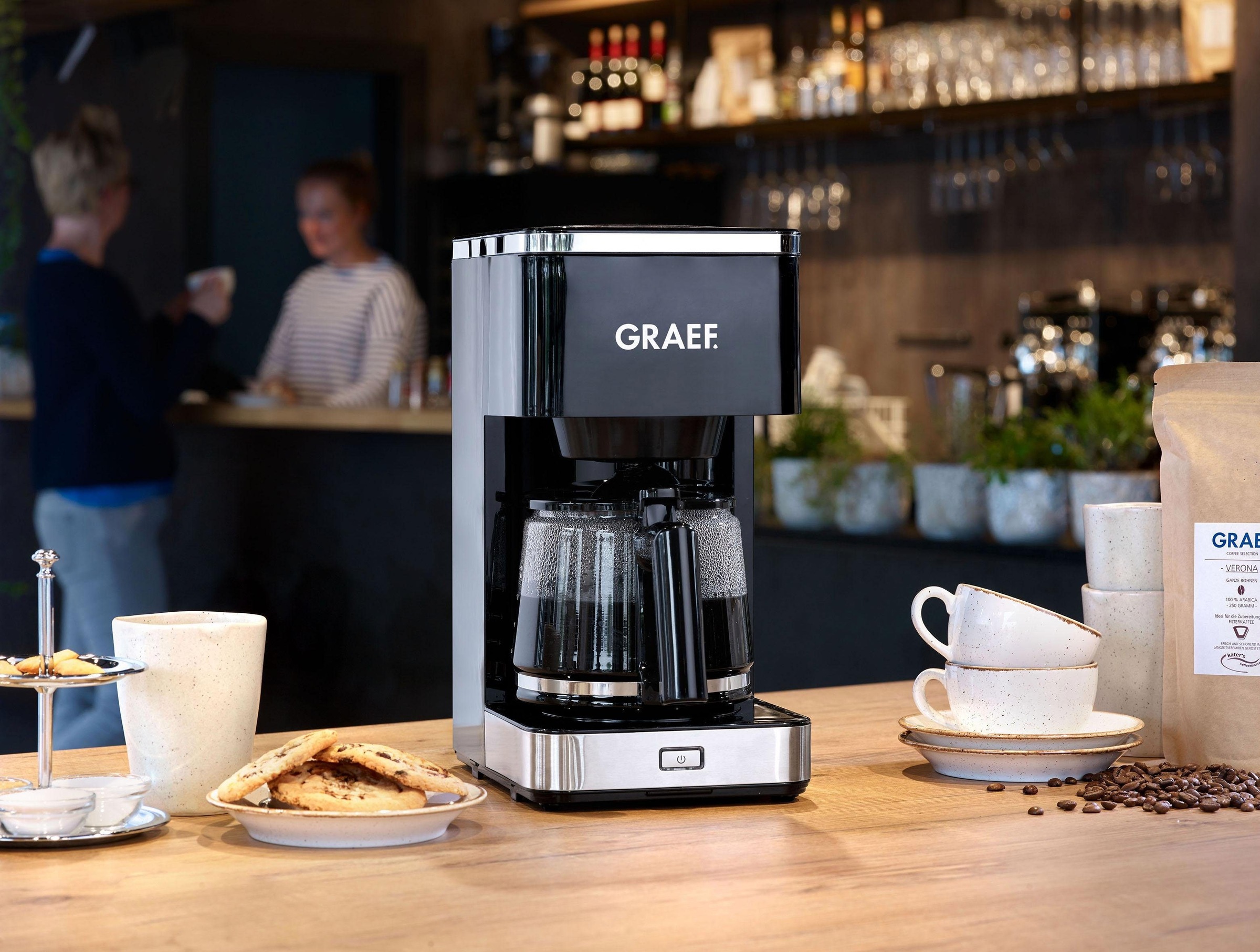 Graef Filterkaffeemaschine »FK 402«, 1,25 l Kaffeekanne, Korbfilter, 1x4, mit Glaskanne, schwarz