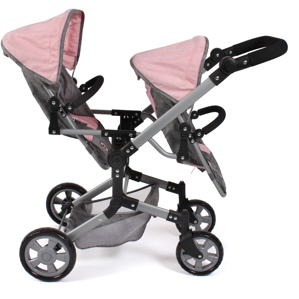 CHIC2000 Puppen-Zwillingsbuggy »Linus Duo, Grau-Rosa«