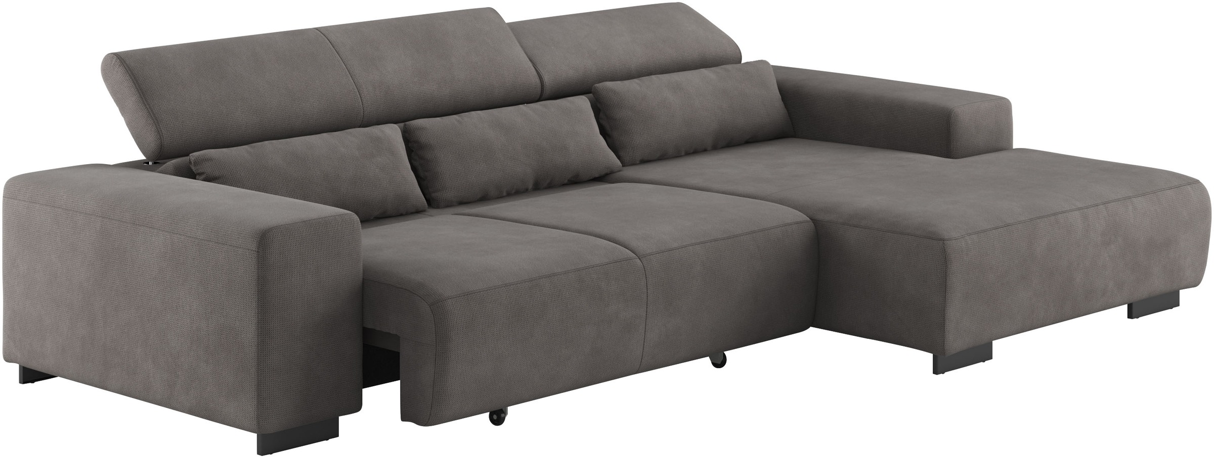 Ecksofa COTTA "Side L-Form, mit Kopfteilverstellung & 3 Nierenkissen", grau (stone), B:304cm H:71cm T:186cm, 96% POLYESTER (PES) / 4% POLYAMID (PA), Sofas, Ecksofa, optional motorische Sitztiefenverstellung 9