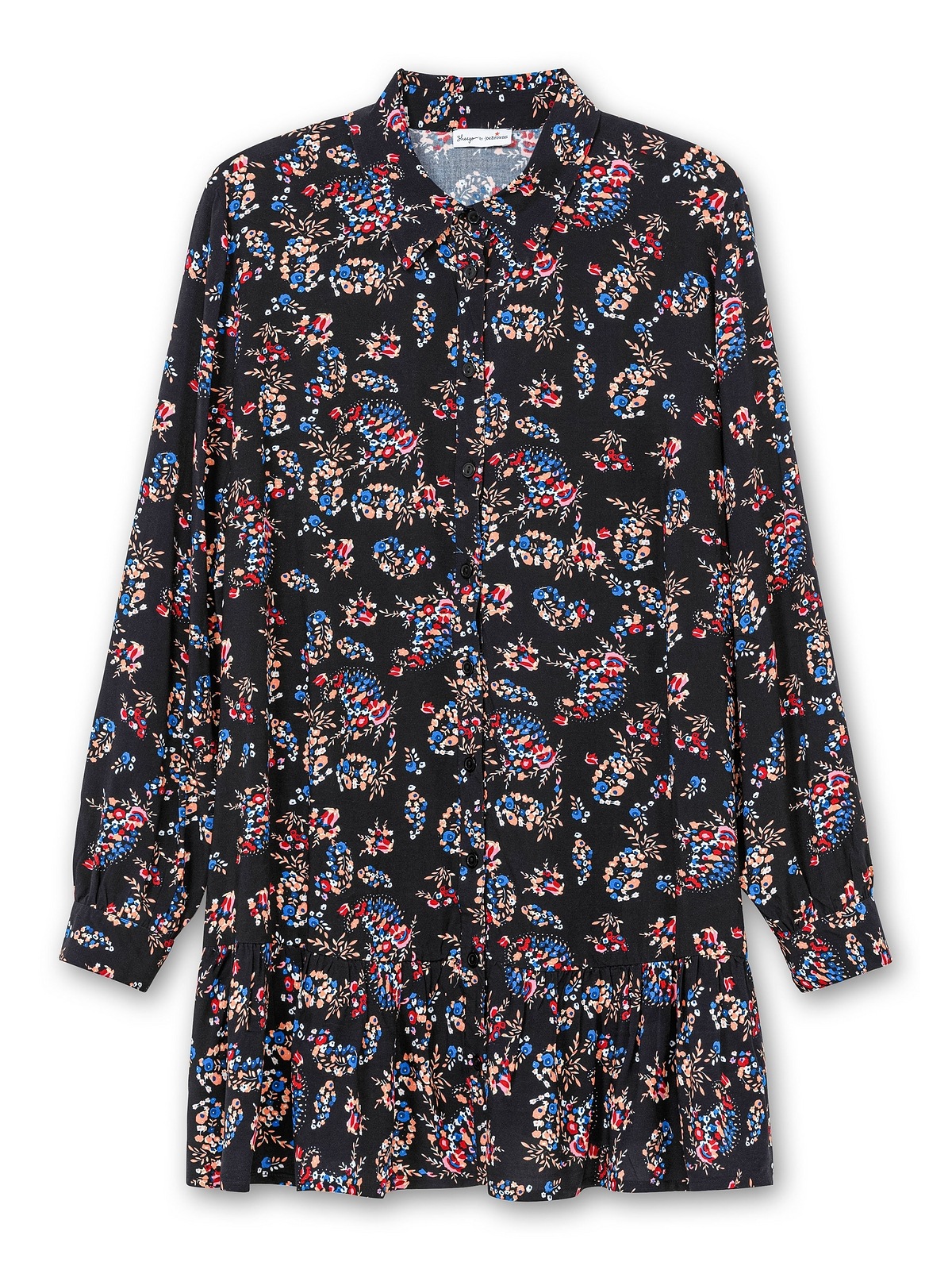 sheego by Joe Browns Langarmbluse »Große Größen«, mit Blumenprint und Volant am Saum