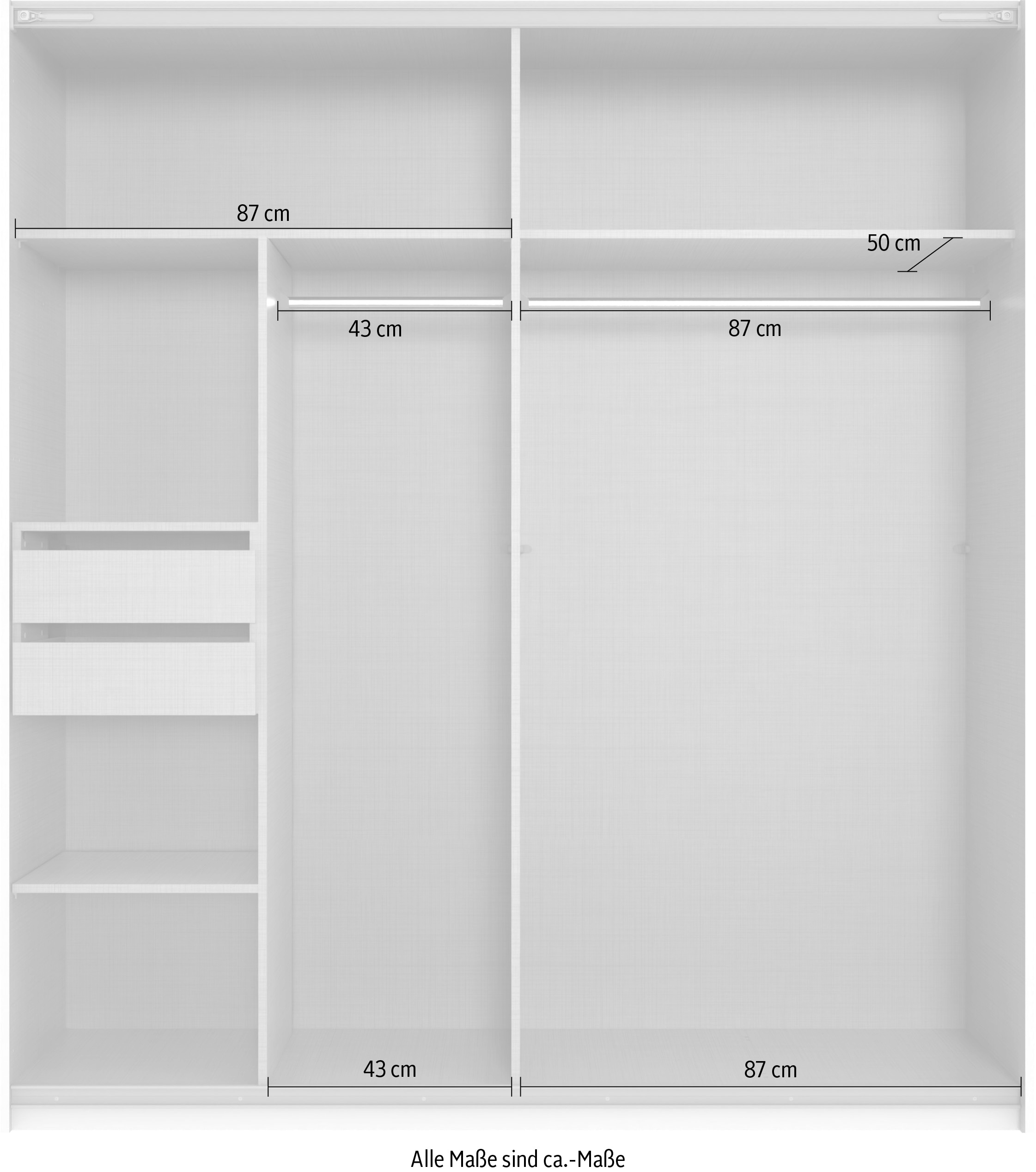 Wimex Kleiderschrank »Mugano, B/T/H 135 oder 180/65/198cm, Made in Germany«, (wähle Deine Ausstattung: Basic oder Premium!), 2 Schwebetüren mit oder ohne Spiegel, Metallgriffe
