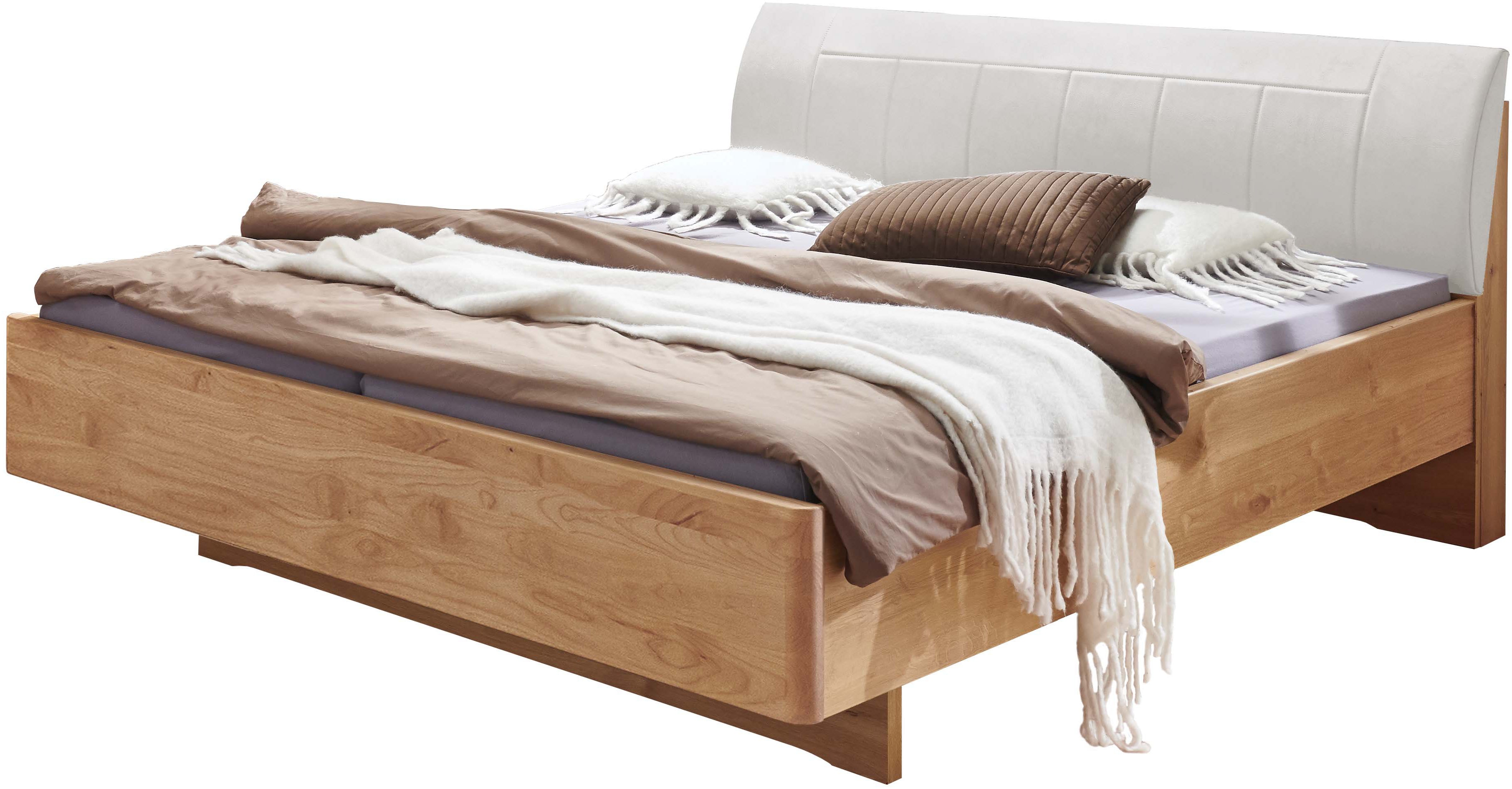 WIEMANN "Cardiff, Bettgestell, Bettrahmen, teilmassiv, mit Polsterkopfteil" Belastbarkeit 110/220 Kg, 4-fache höhenverstellbar, MADE IN GERMANY, Fußteil aus Massivholz, verschiedene Größen